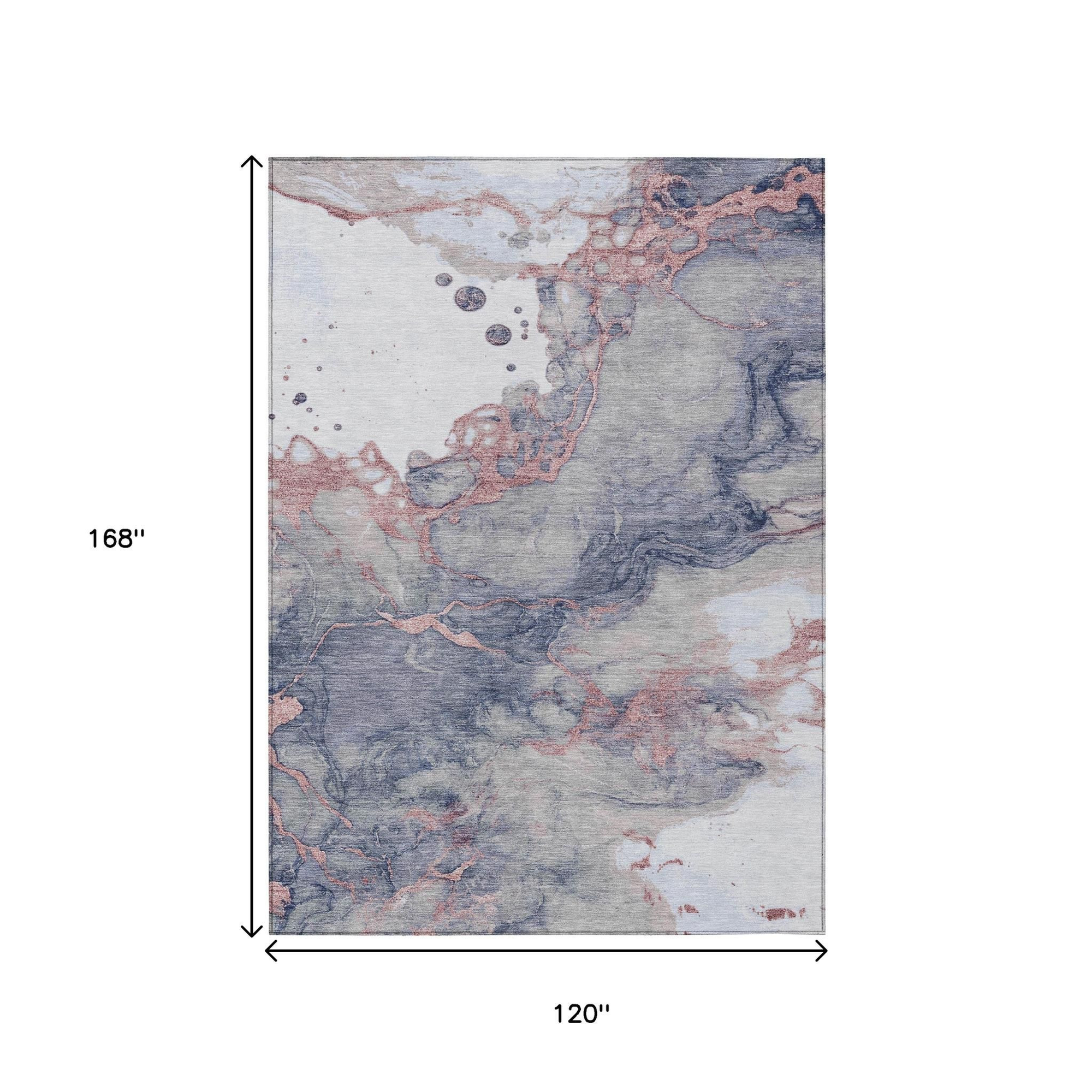 10' X 14' Blush And Gray Abstract Washable Indoor Outdoor Area Rug - Sports & Outdoor