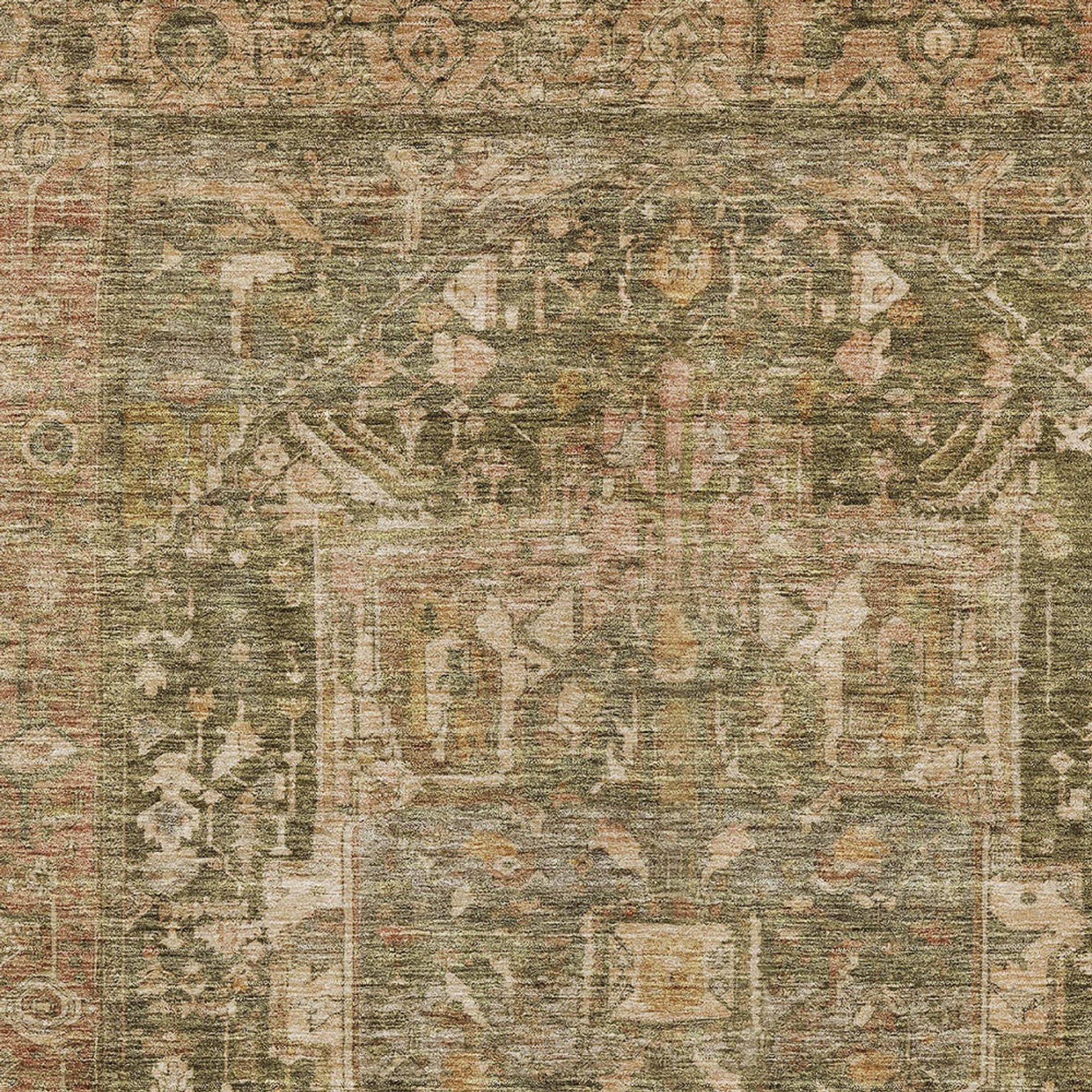 10' X 14' Fern Green Medallion Washable Indoor Outdoor Area Rug - Sports & Outdoor