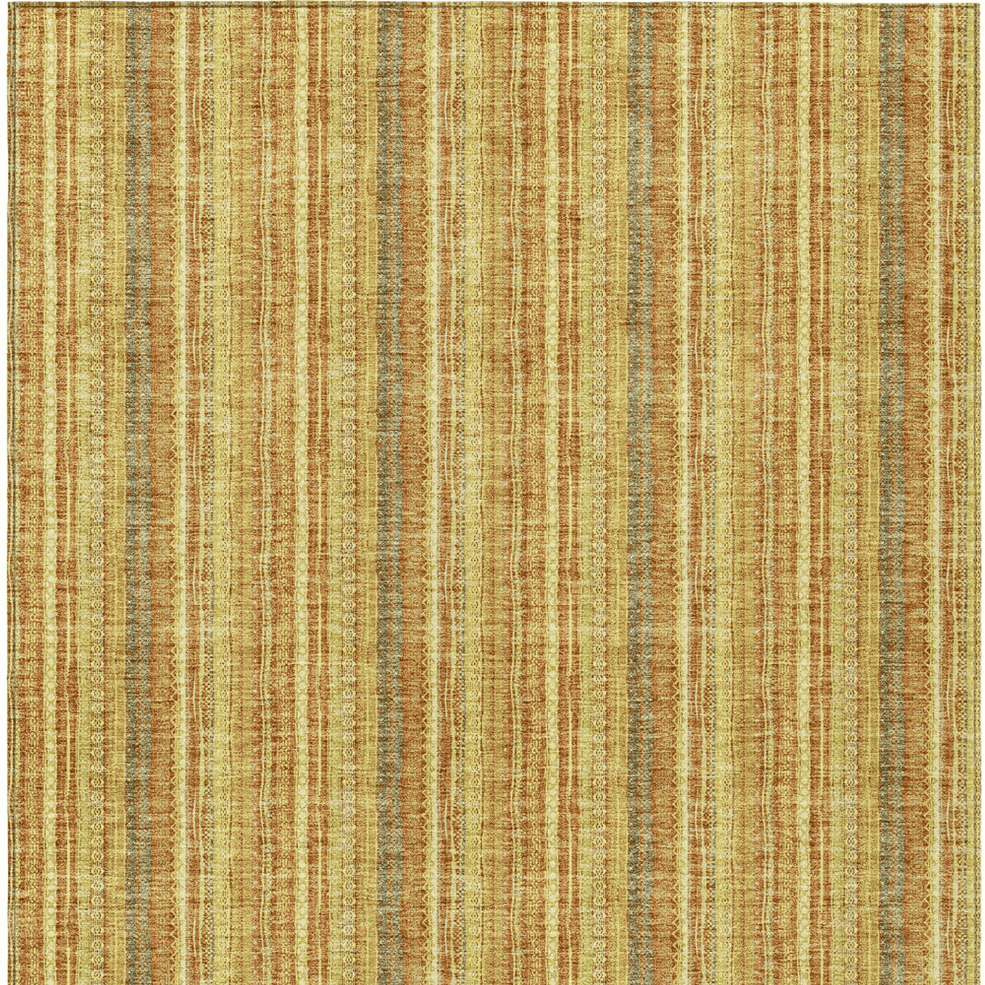 10' X 14' Gold And Copper Striped Washable Indoor Outdoor Area Rug - Sports & Outdoor