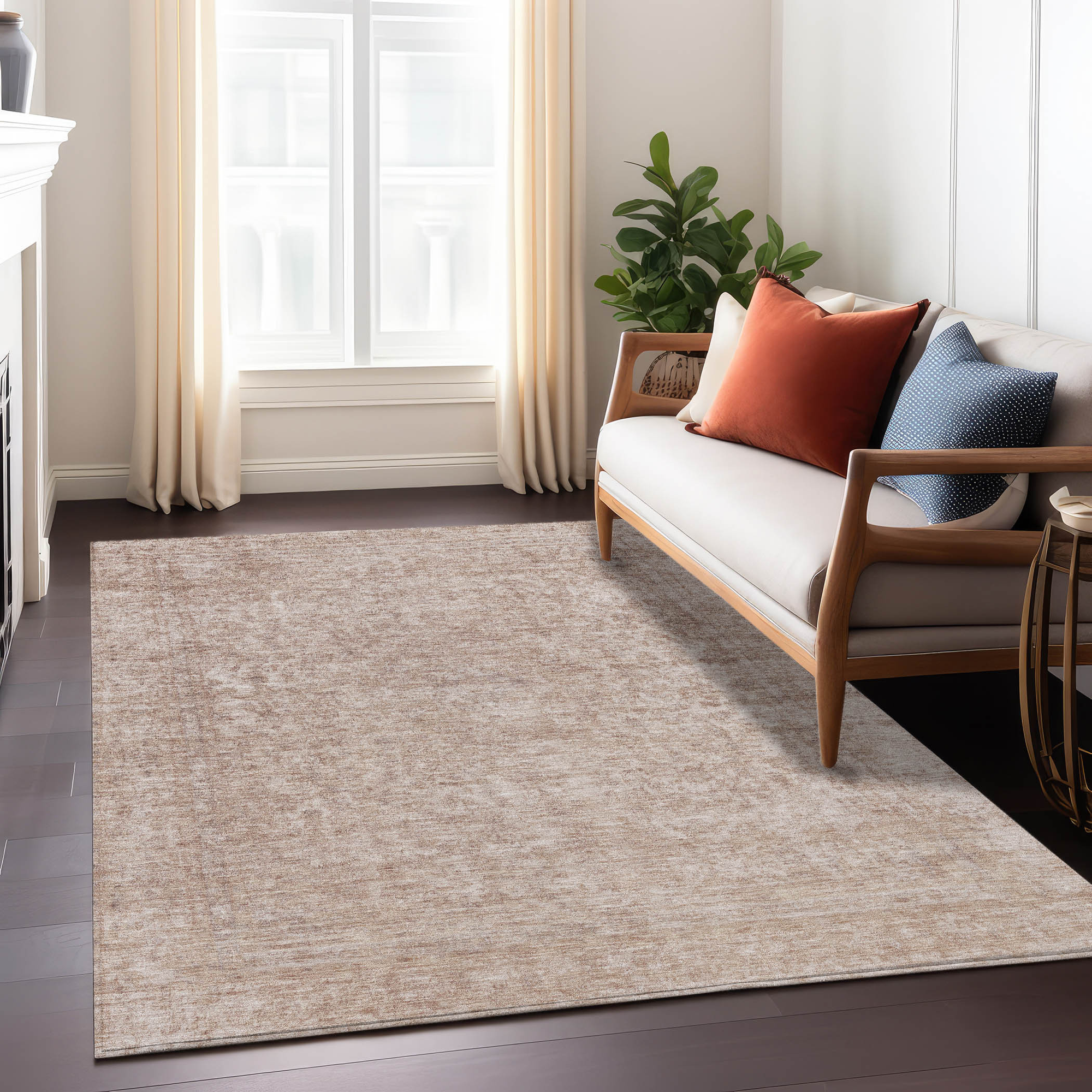 10' X 14' Copper And Beige Abstract Washable Indoor Outdoor Area Rug - Sports & Outdoor
