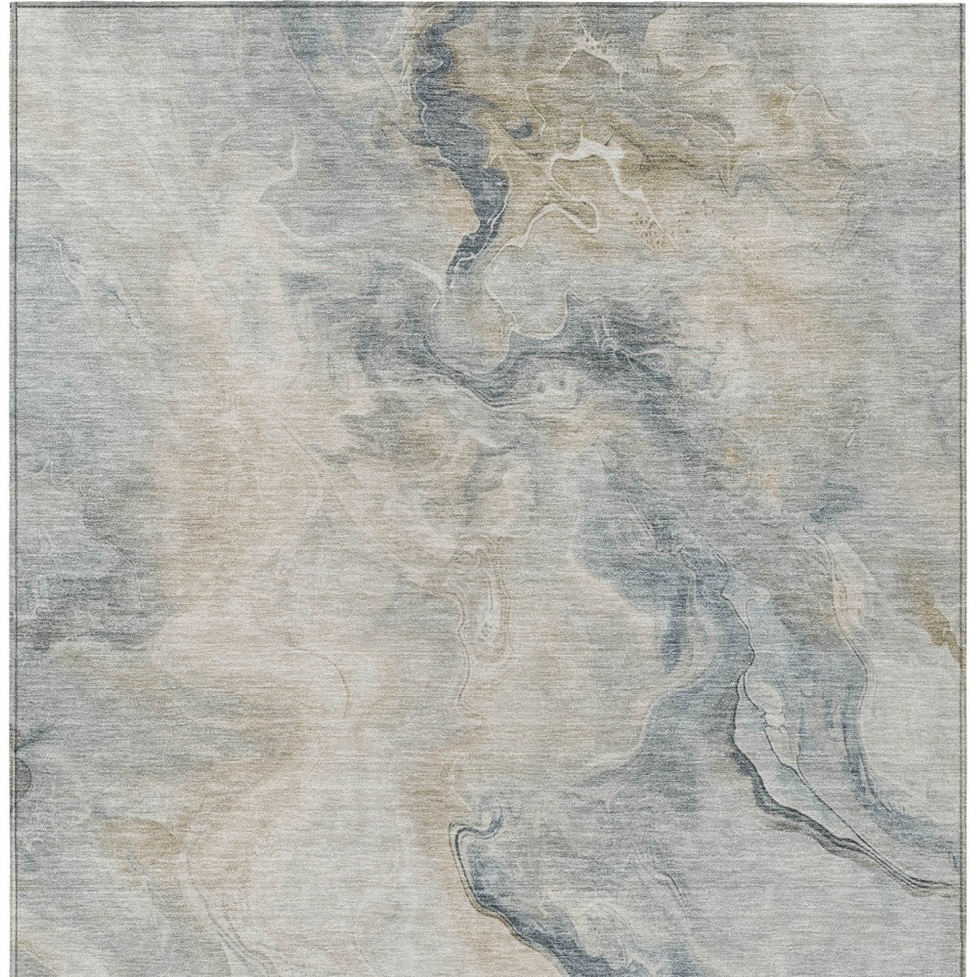 10' X 14' Beige Khaki And Gray Abstract Washable Indoor Outdoor Area Rug - Sports & Outdoor