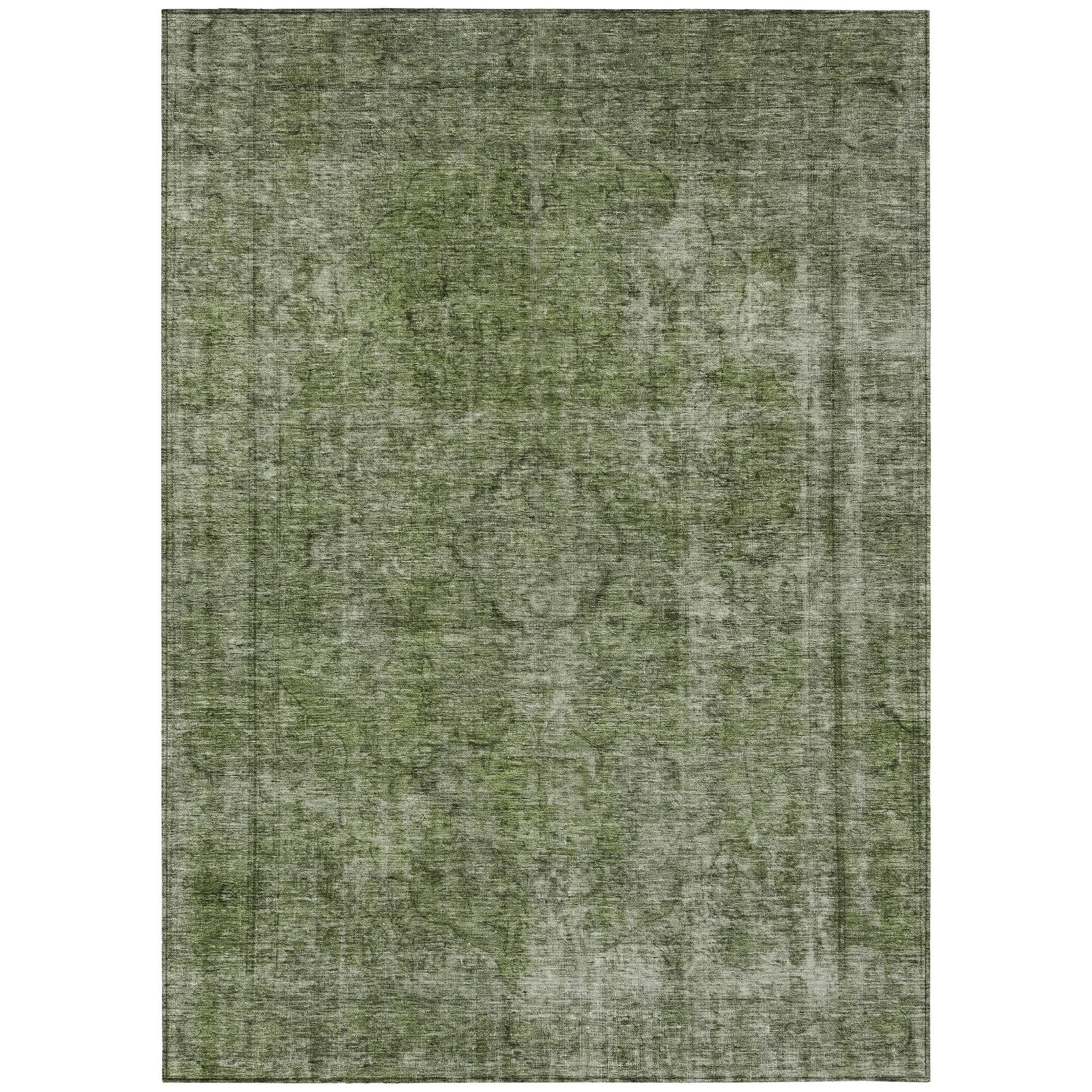 10' X 14' Green And Silver Medallion Washable Indoor Outdoor Area Rug - Sports & Outdoor