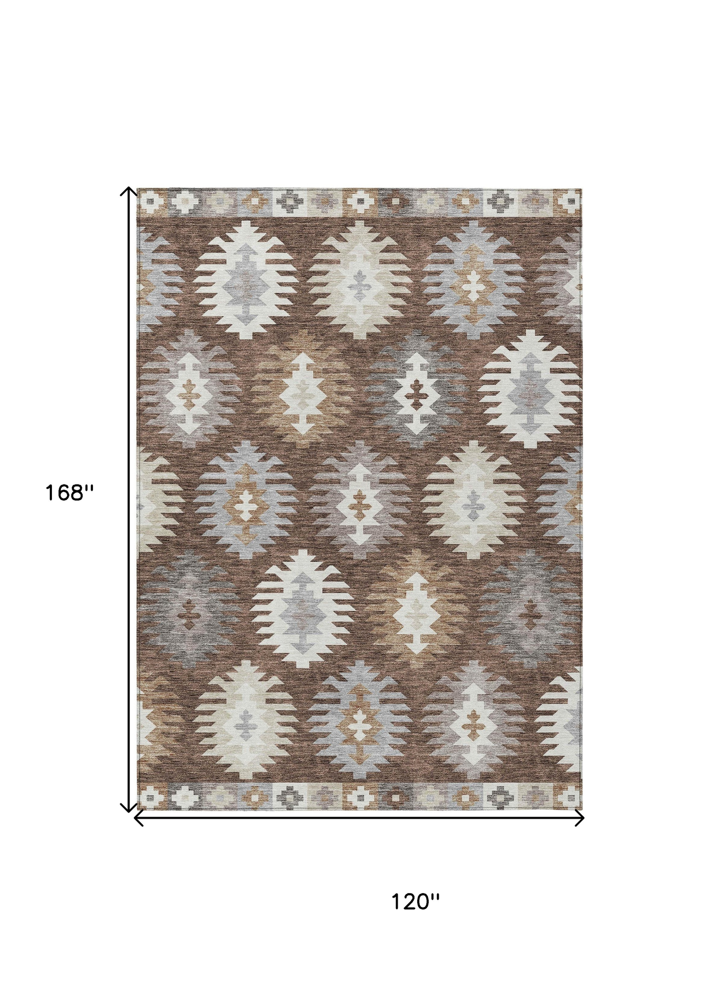 10' X 14' Brown Ivory And Taupe Southwestern Washable Indoor Outdoor Area Rug - Sports & Outdoor