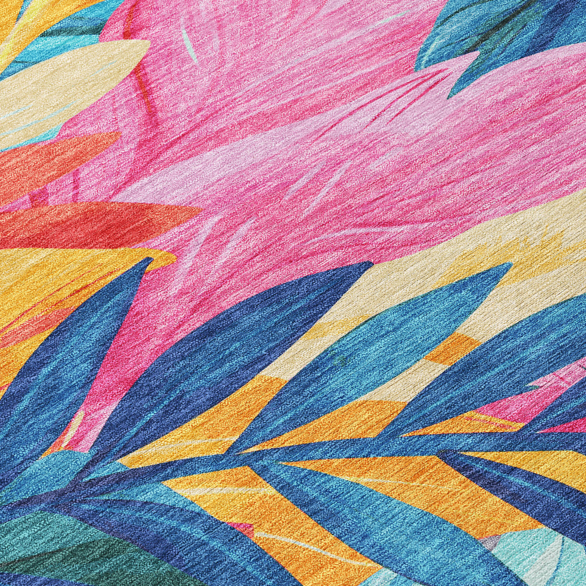 10' X 14' Sky Blue And Pink Floral Washable Indoor Outdoor Area Rug - Sports & Outdoor