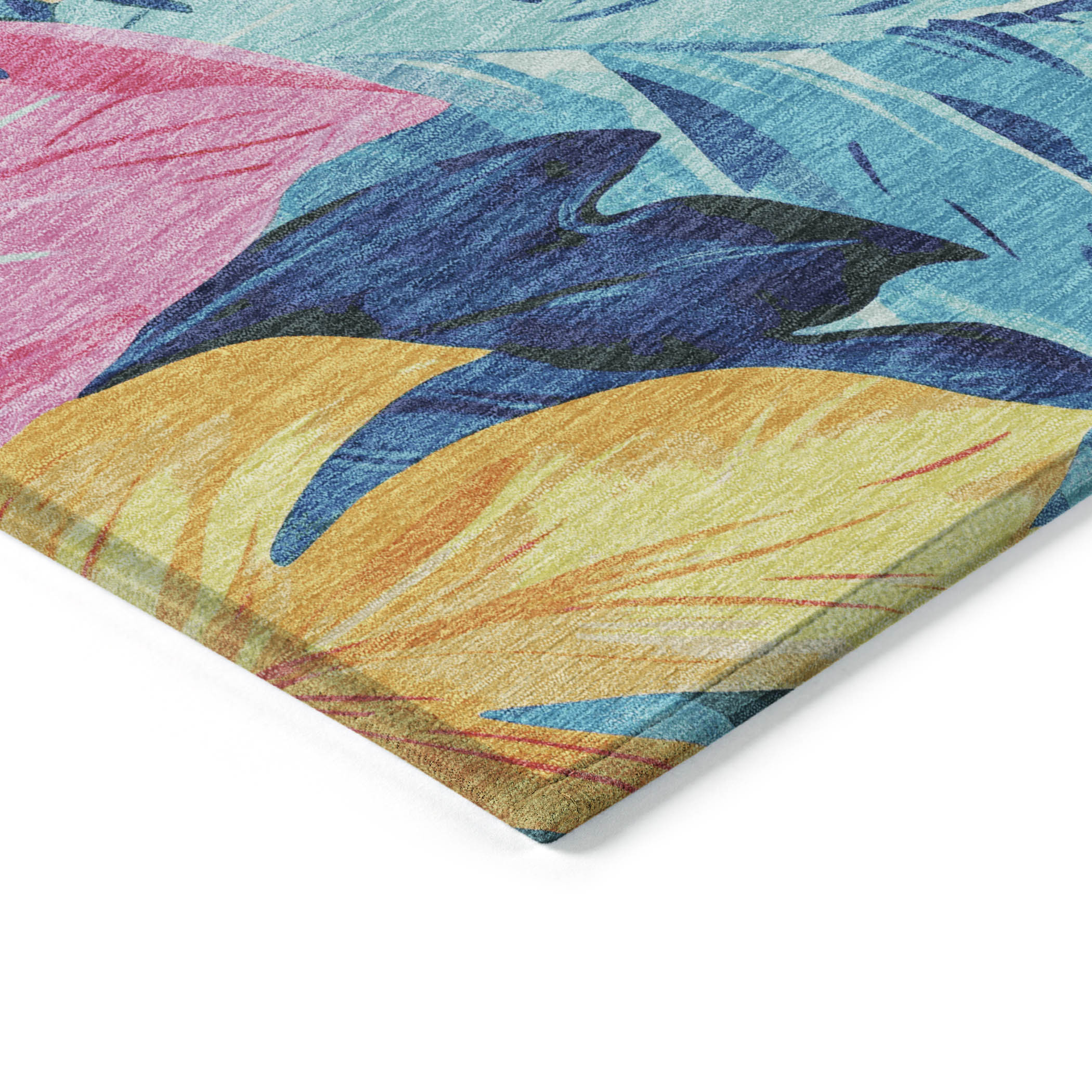 10' X 14' Sky Blue And Pink Floral Washable Indoor Outdoor Area Rug - Sports & Outdoor