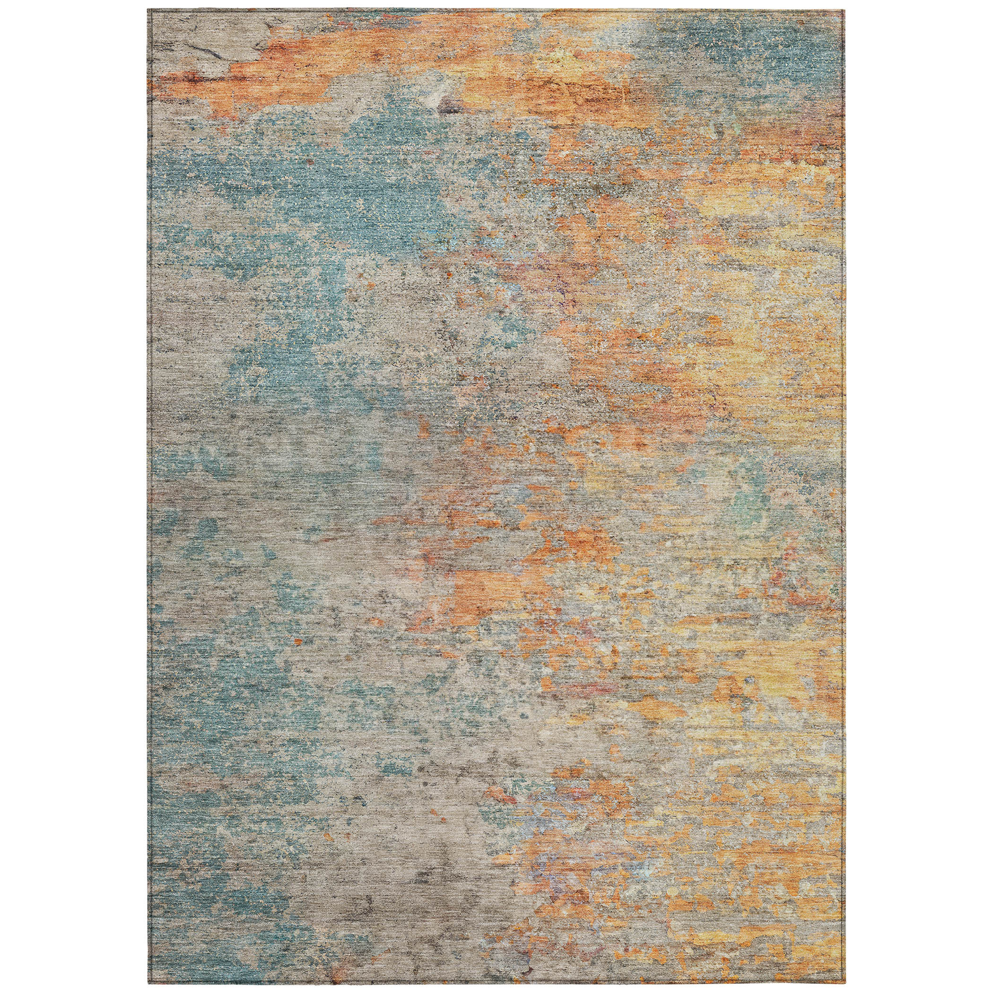 10' X 14' Teal Blue Abstract Washable Indoor Outdoor Area Rug - Sports & Outdoor