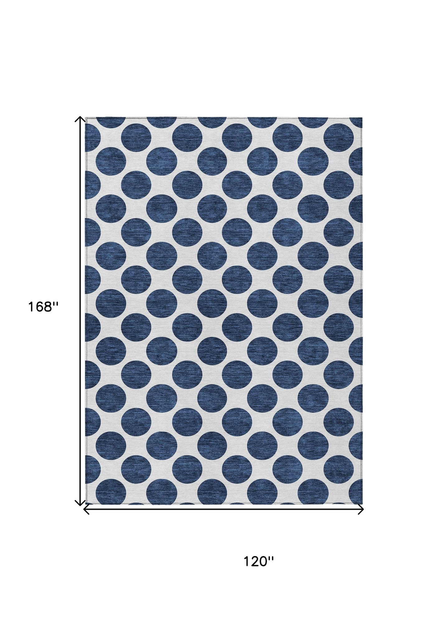 10' X 14' Navy Blue And Ivory Polka Dot Washable Indoor Outdoor Area Rug - Sports & Outdoor