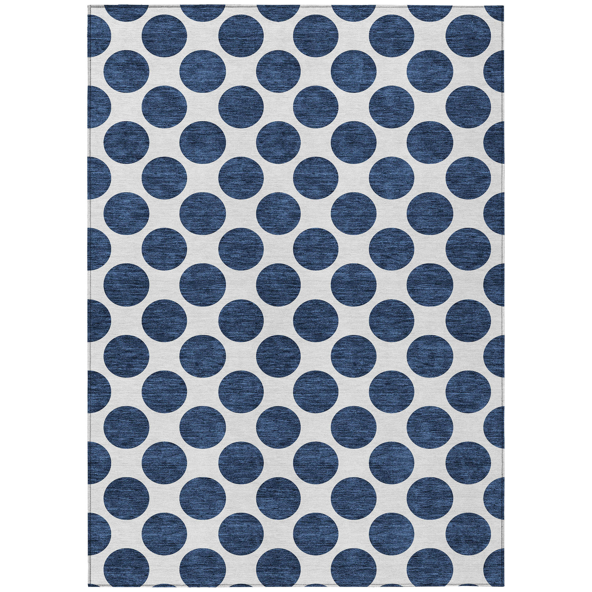 10' X 14' Navy Blue And Ivory Polka Dot Washable Indoor Outdoor Area Rug - Sports & Outdoor