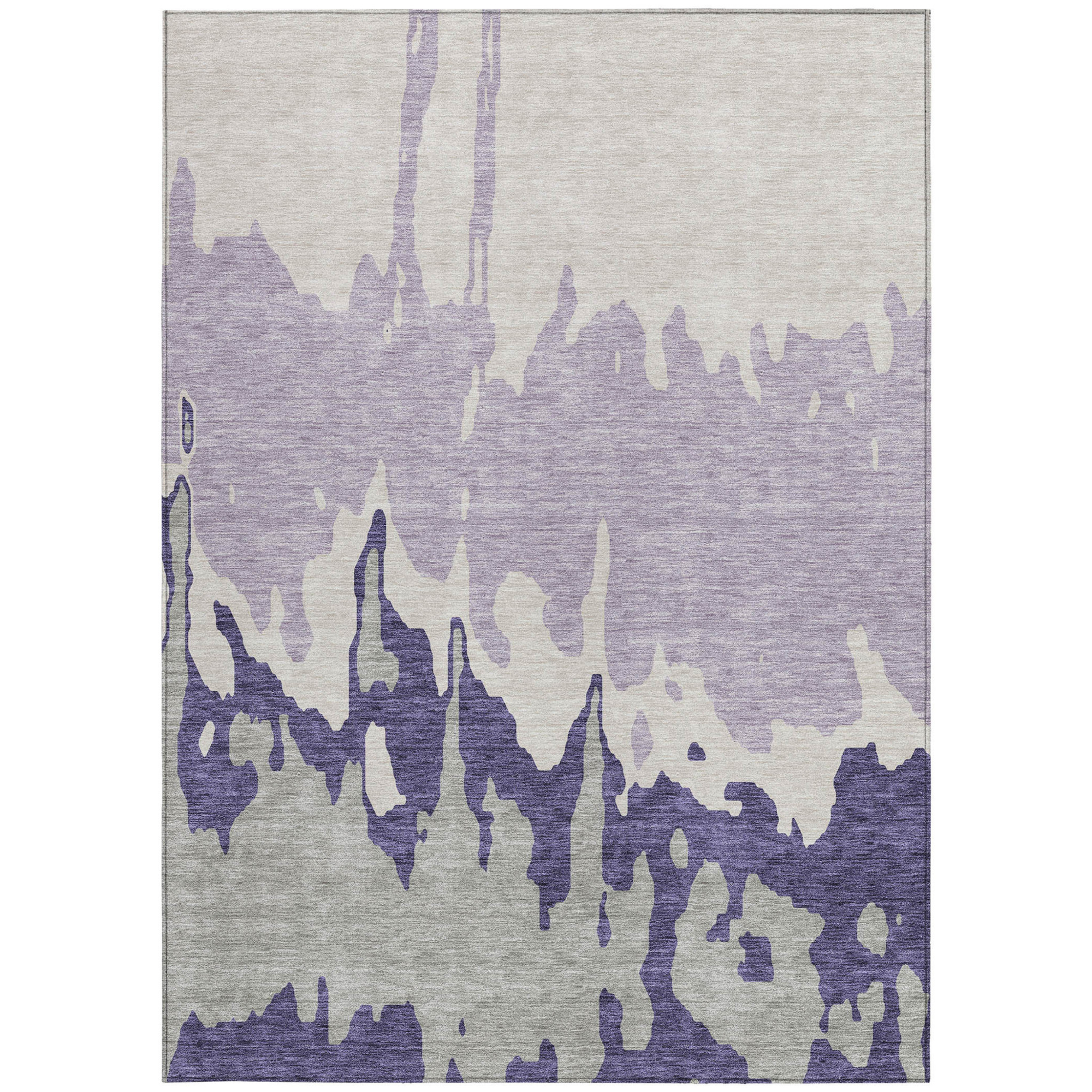 10' X 14' Purple And Ivory Abstract Washable Indoor Outdoor Area Rug - Sports & Outdoor