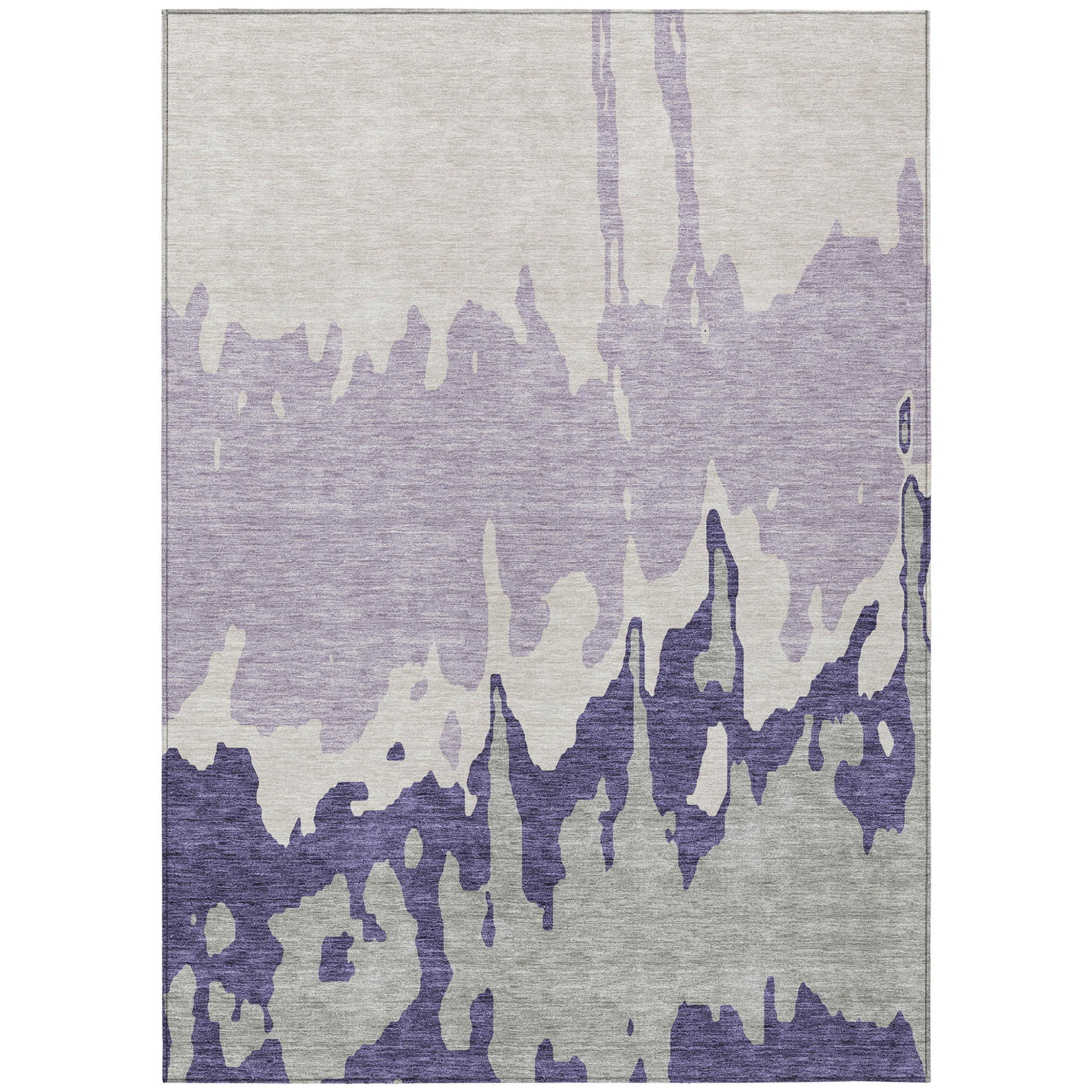 10' X 14' Purple And Ivory Abstract Washable Indoor Outdoor Area Rug - Sports & Outdoor