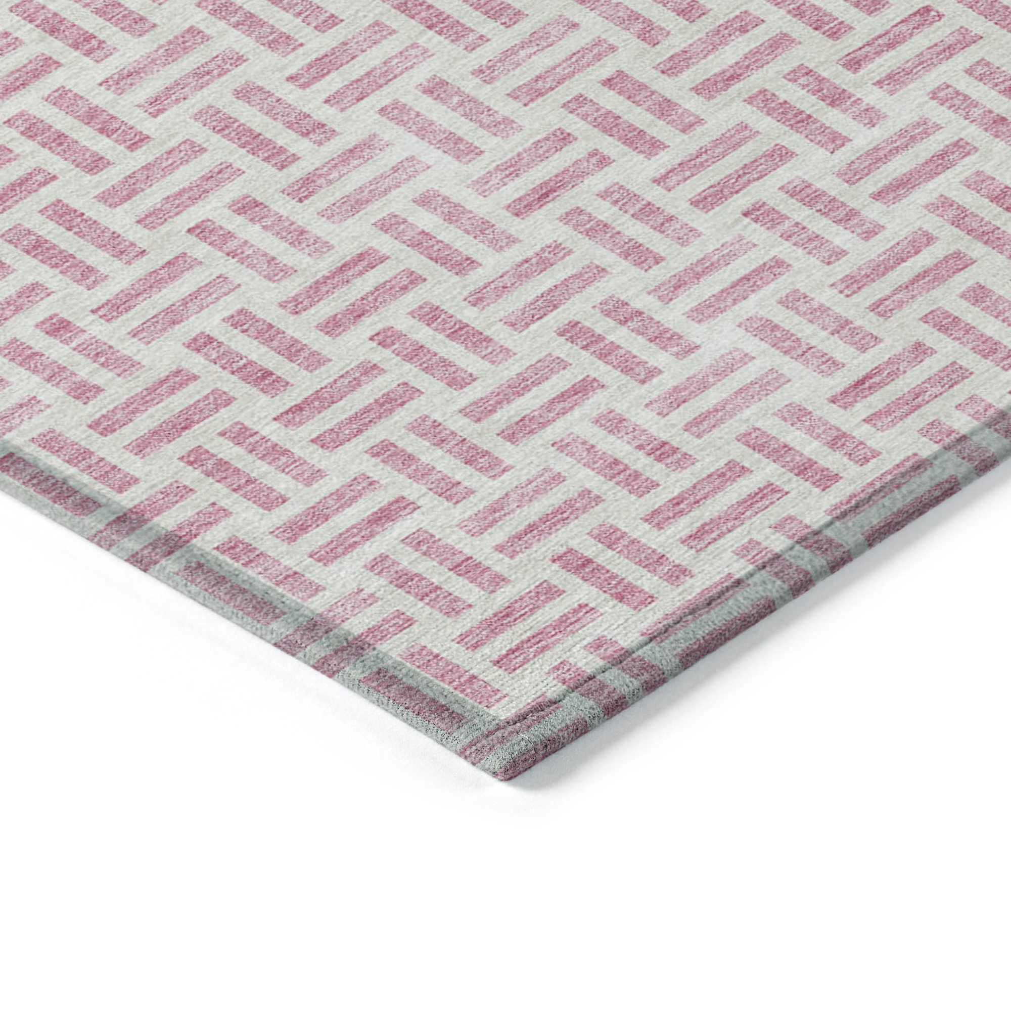 10' X 14' Pink And Ivory Geometric Washable Indoor Outdoor Area Rug - Sports & Outdoor