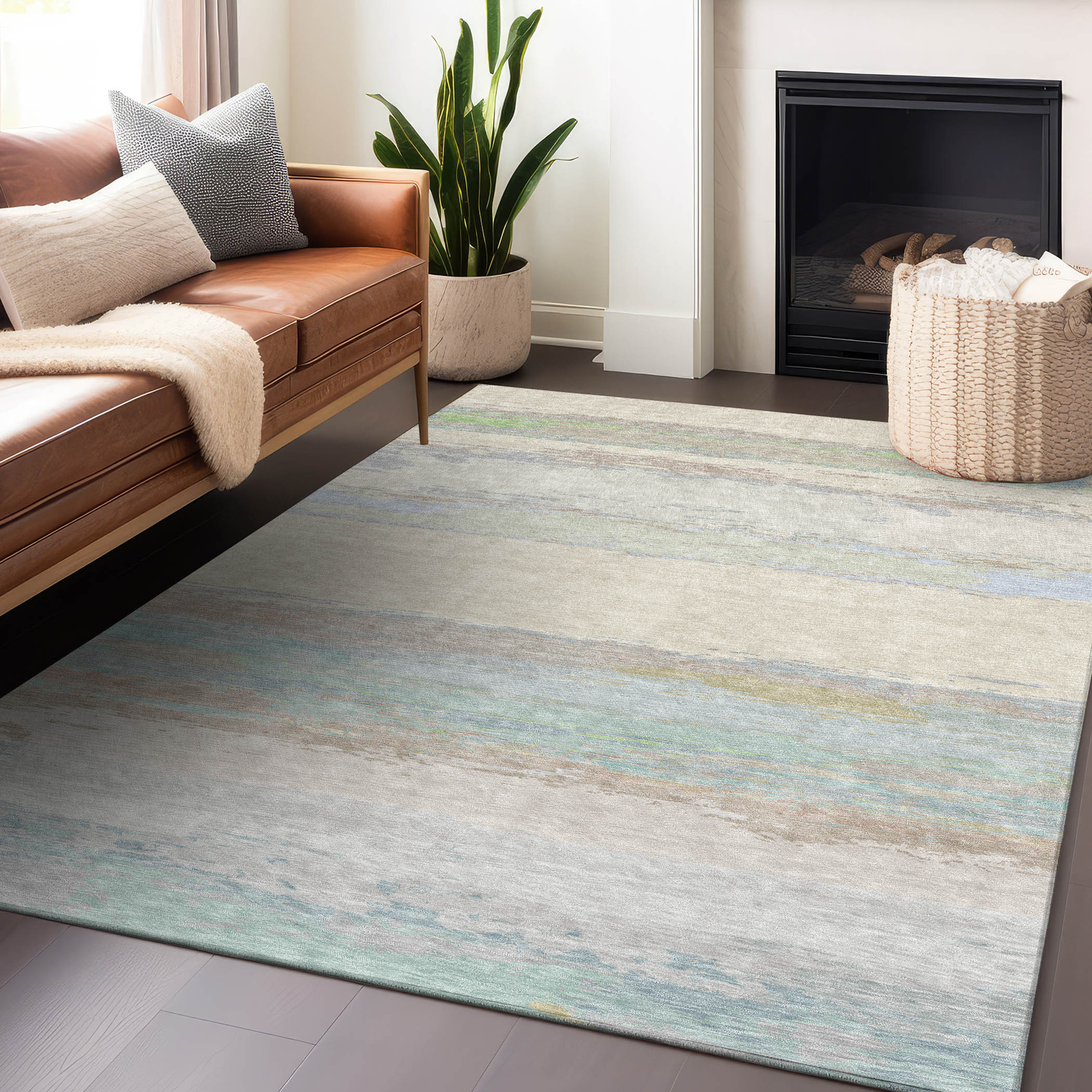 10' X 14' Ivory Abstract Washable Indoor Outdoor Area Rug - Sports & Outdoor