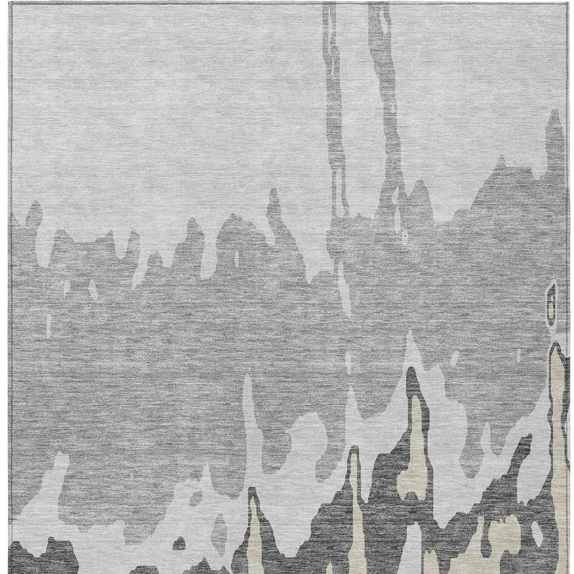 10' X 14' Gray And Silver Abstract Washable Indoor Outdoor Area Rug - Sports & Outdoor