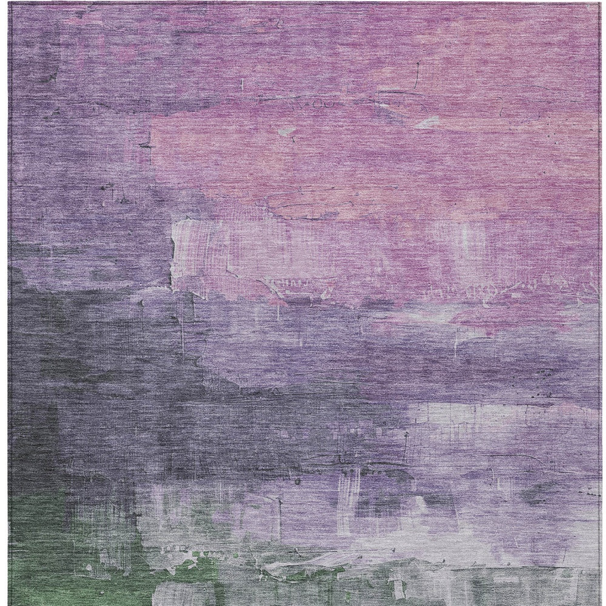 10' X 14' Lavender And Lilac Abstract Washable Indoor Outdoor Area Rug - Sports & Outdoor