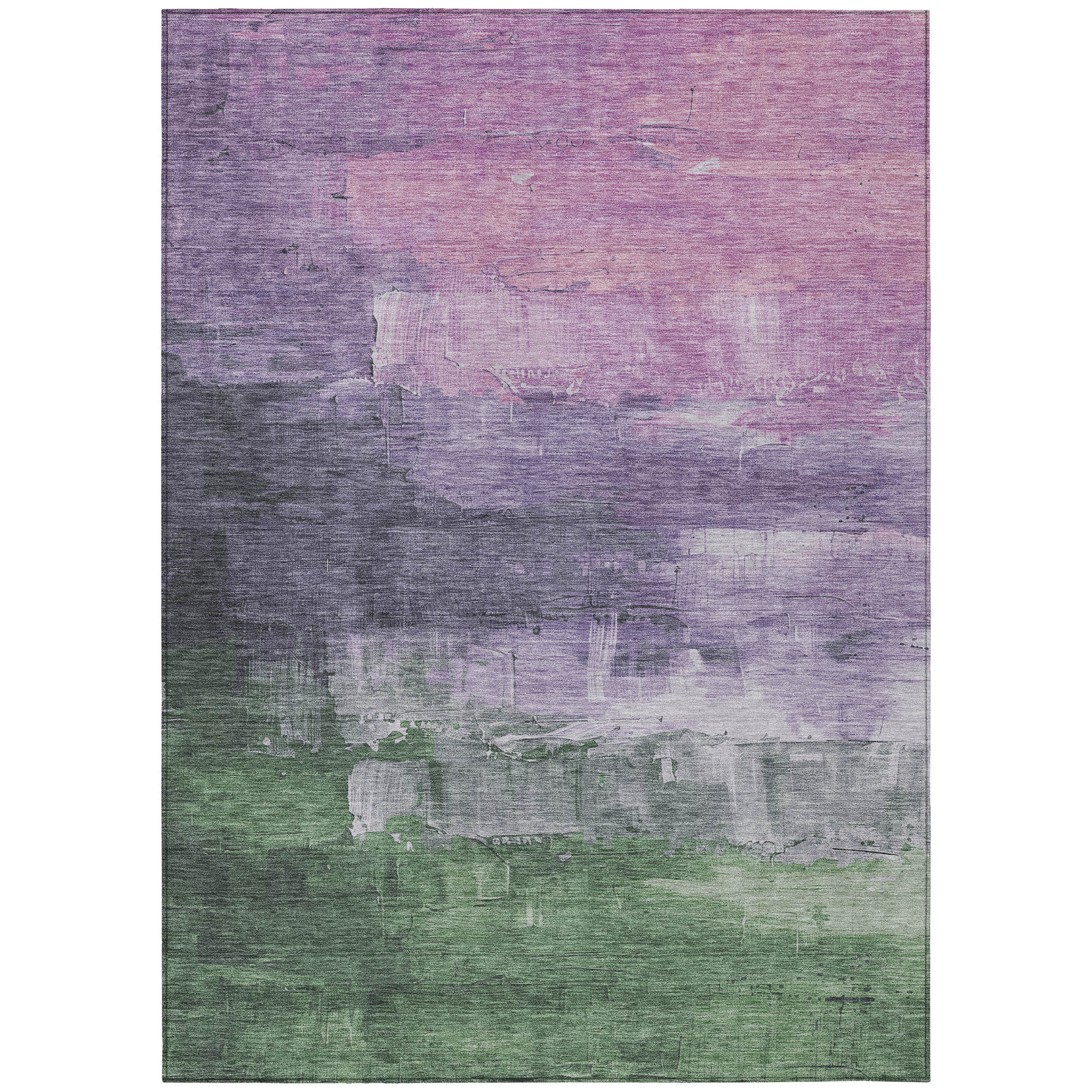 10' X 14' Lavender And Lilac Abstract Washable Indoor Outdoor Area Rug - Sports & Outdoor