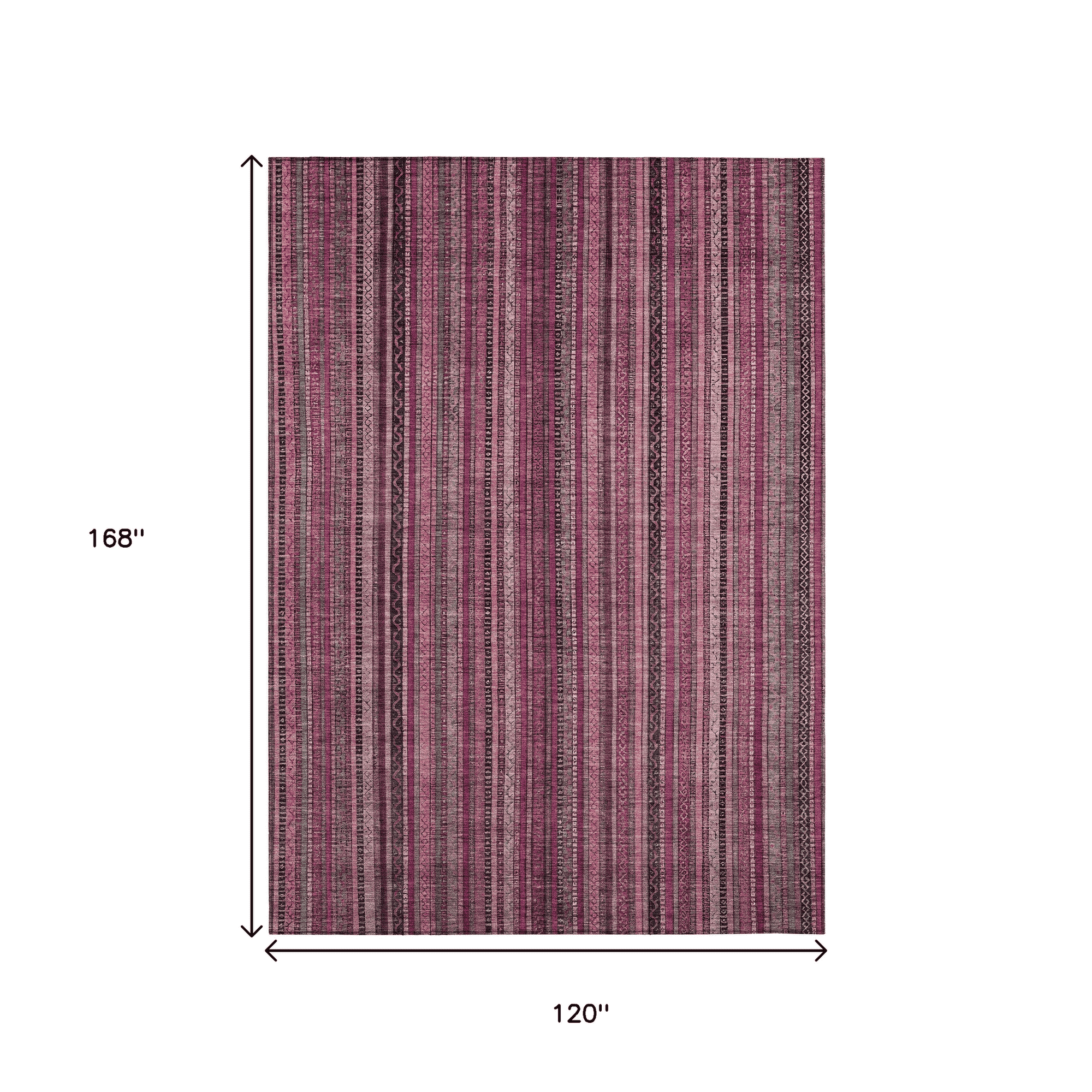 10' X 14' Pink Mauve And Blush Striped Washable Indoor Outdoor Area Rug - Sports & Outdoor