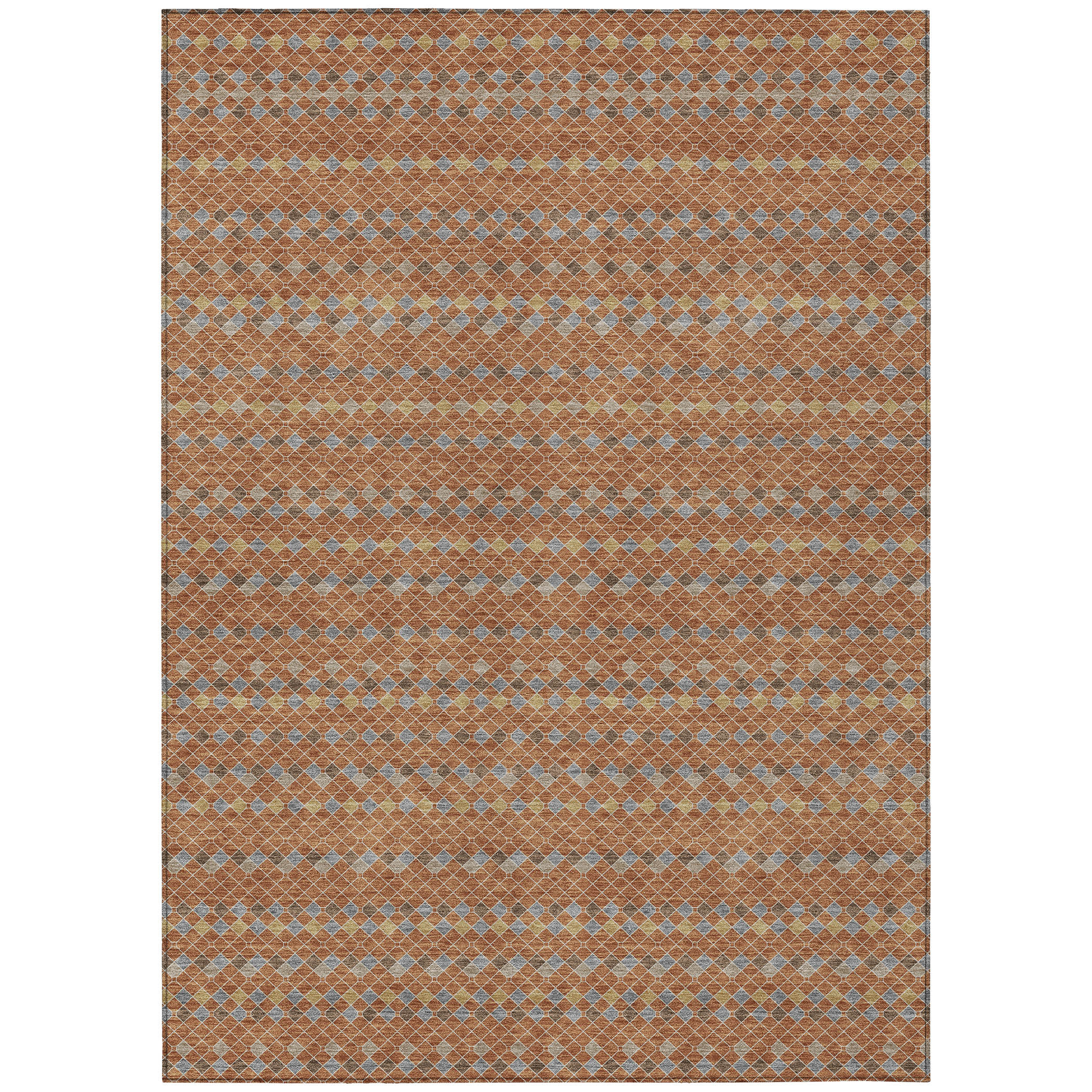 10' X 14' Orange And Taupe Striped Washable Indoor Outdoor Area Rug - Sports & Outdoor
