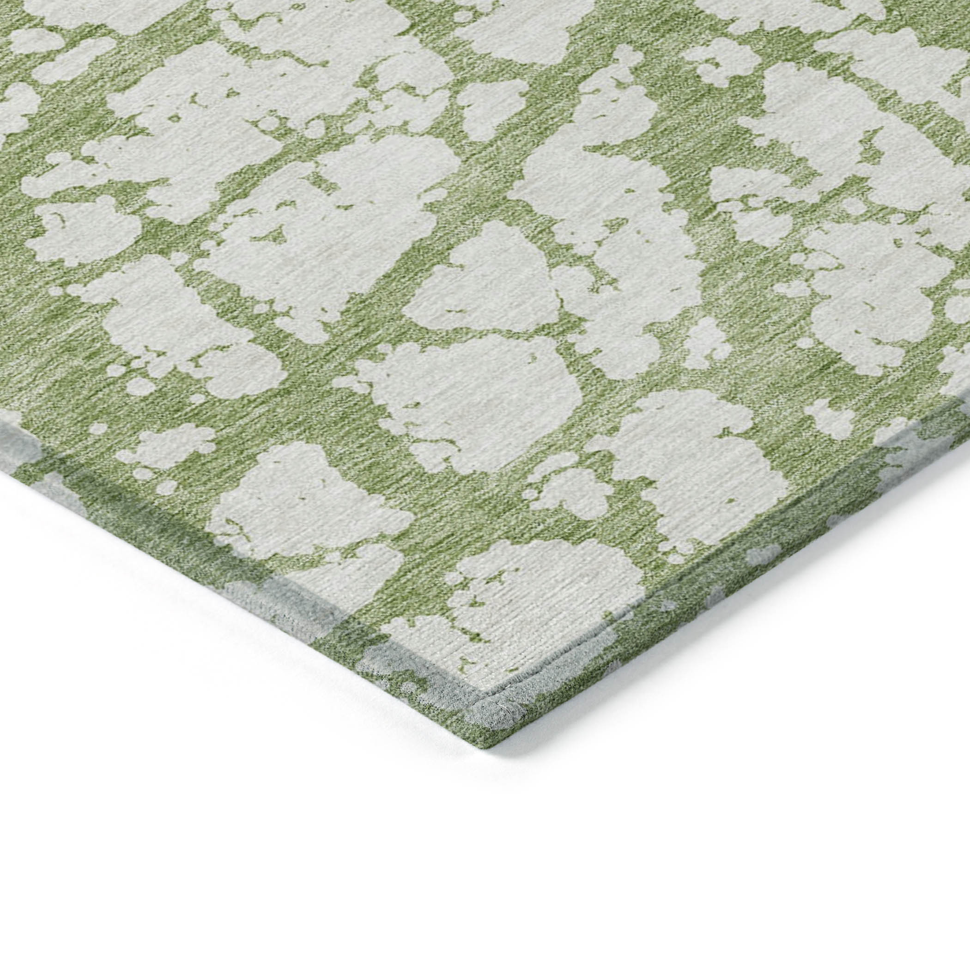 10' X 14' Green And Ivory Abstract Washable Indoor Outdoor Area Rug - Sports & Outdoor