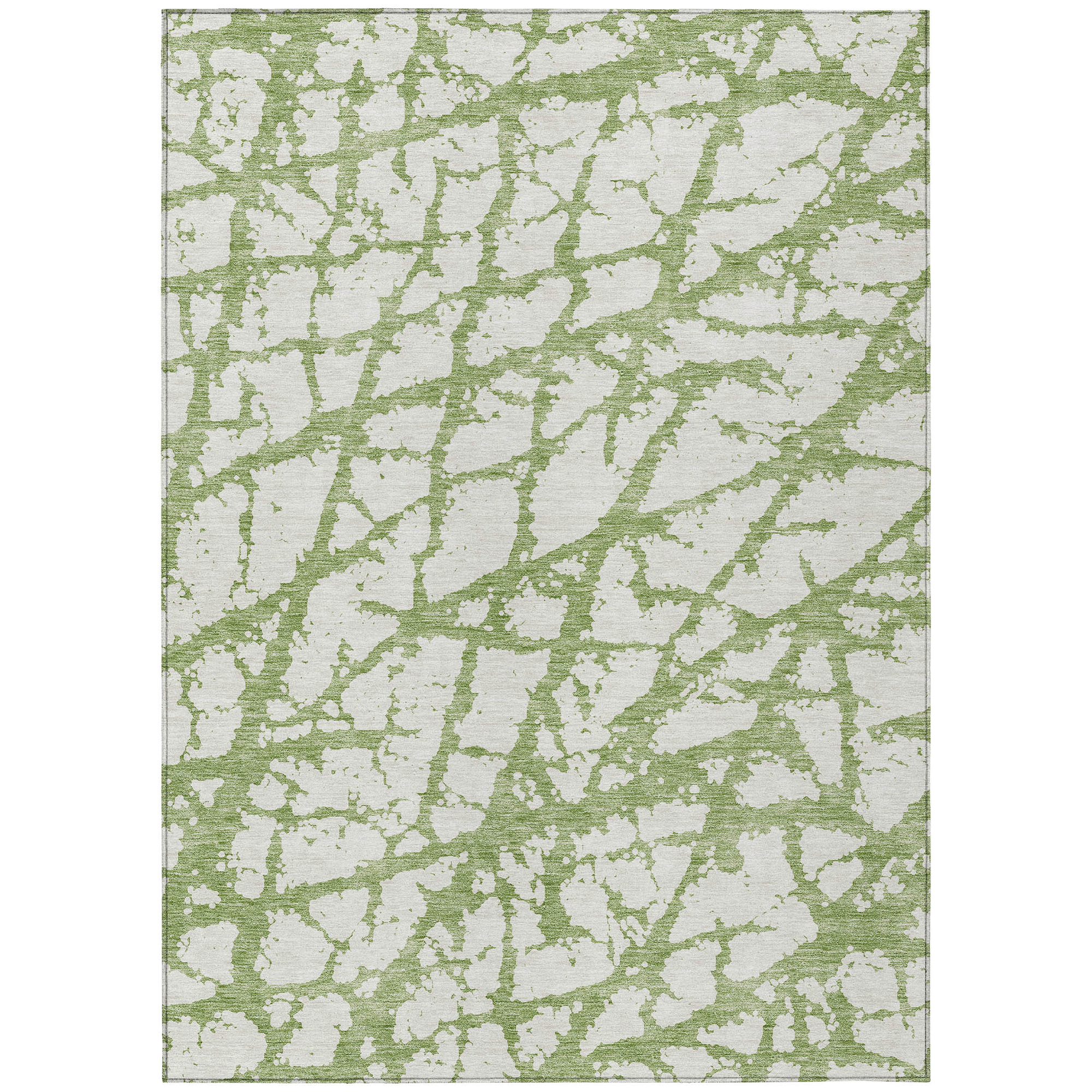 10' X 14' Green And Ivory Abstract Washable Indoor Outdoor Area Rug - Sports & Outdoor
