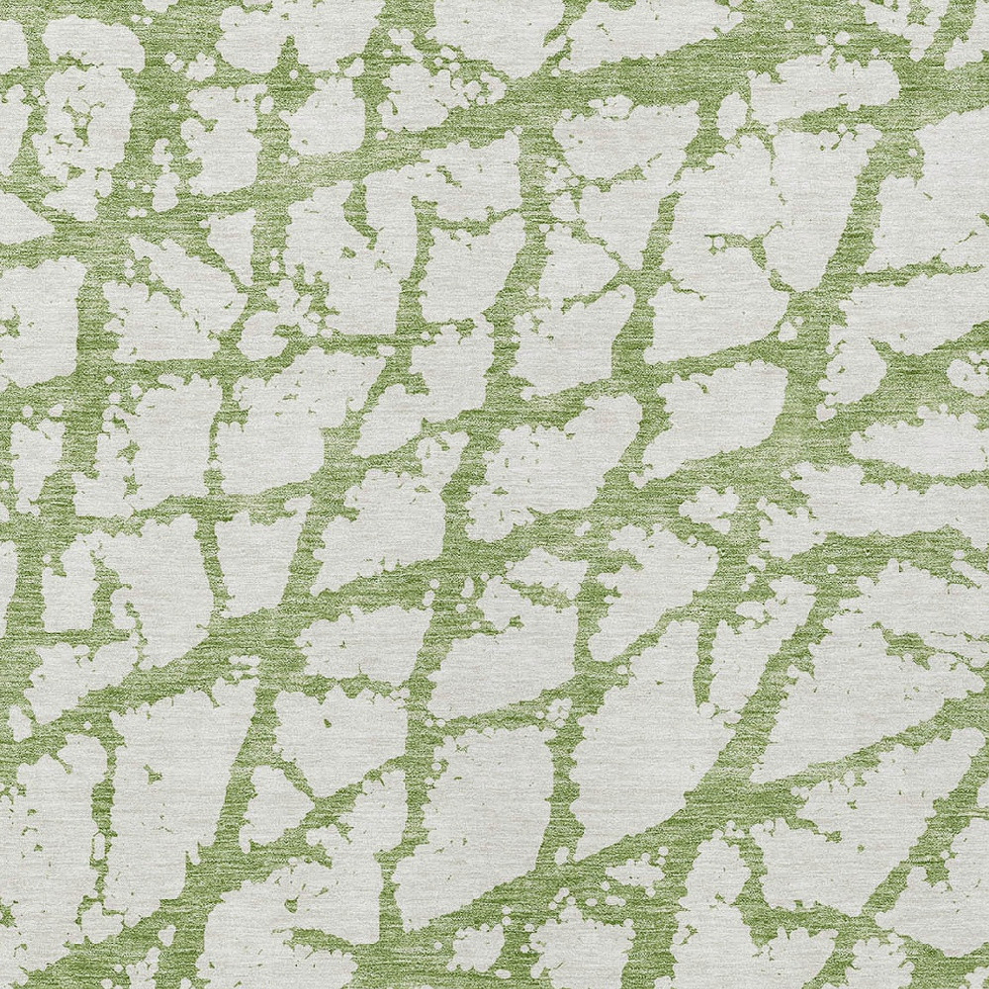 10' X 14' Green And Ivory Abstract Washable Indoor Outdoor Area Rug - Sports & Outdoor