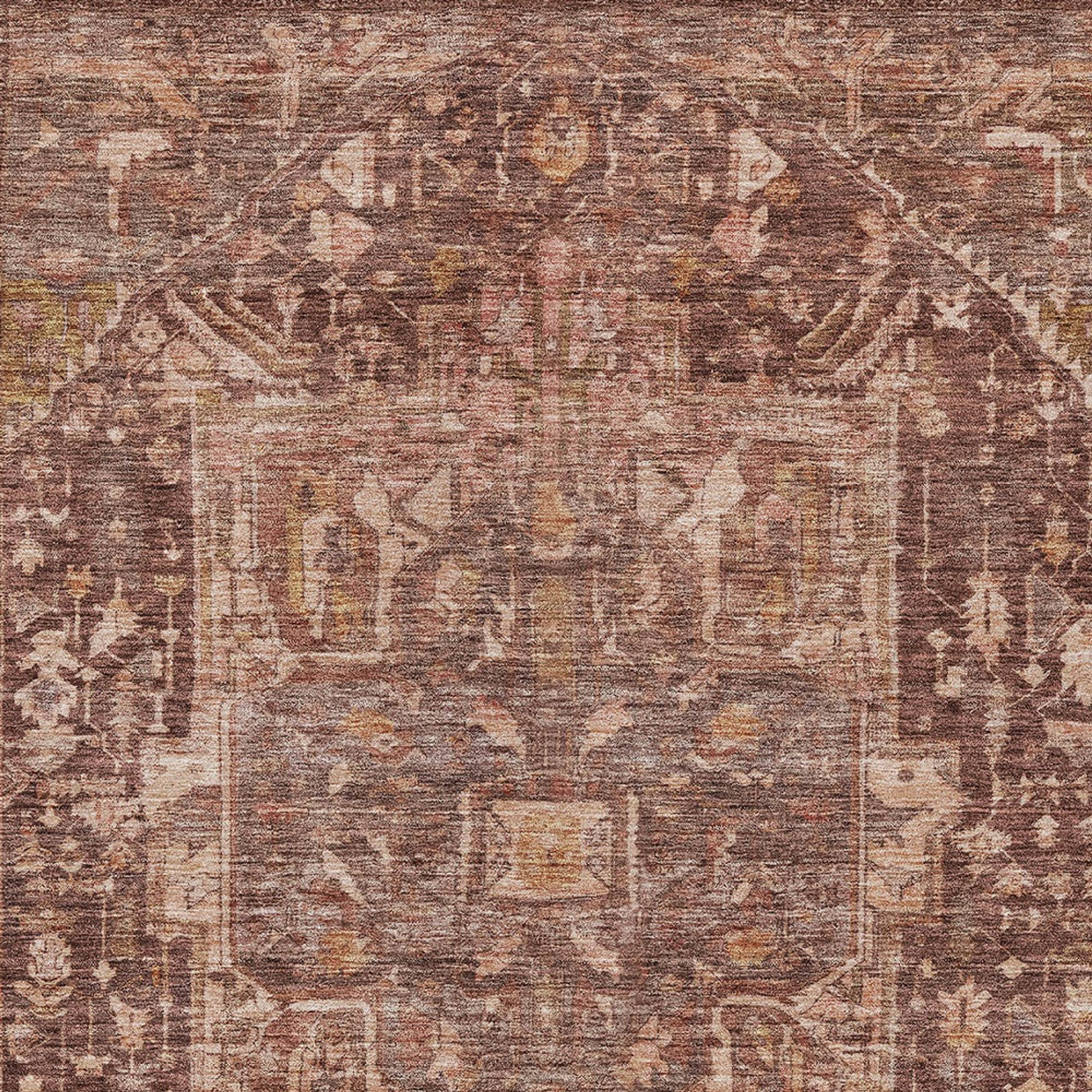 10' X 14' Burgundy Medallion Washable Indoor Outdoor Area Rug - Sports & Outdoor
