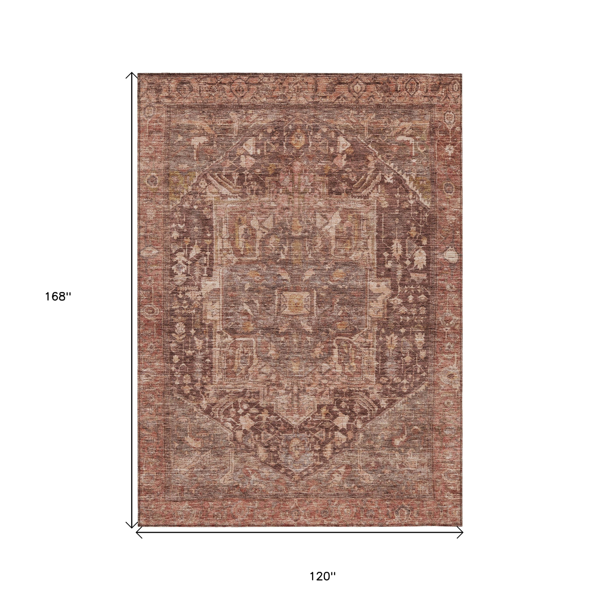 10' X 14' Burgundy Medallion Washable Indoor Outdoor Area Rug - Sports & Outdoor