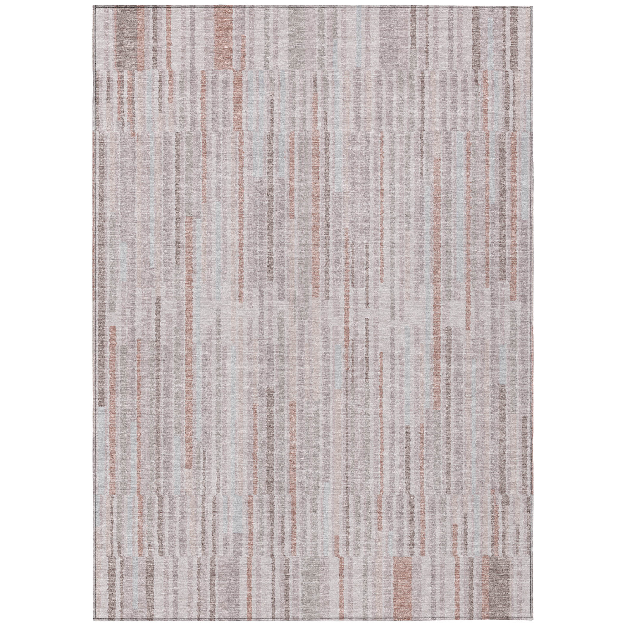 10' X 14' Coral And Beige Striped Washable Indoor Outdoor Area Rug - Sports & Outdoor