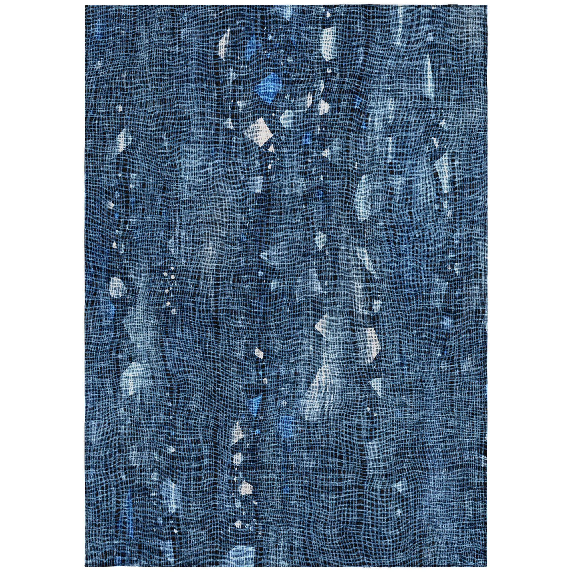 10' X 14' Blue And Ivory Abstract Washable Indoor Outdoor Area Rug - Sports & Outdoor