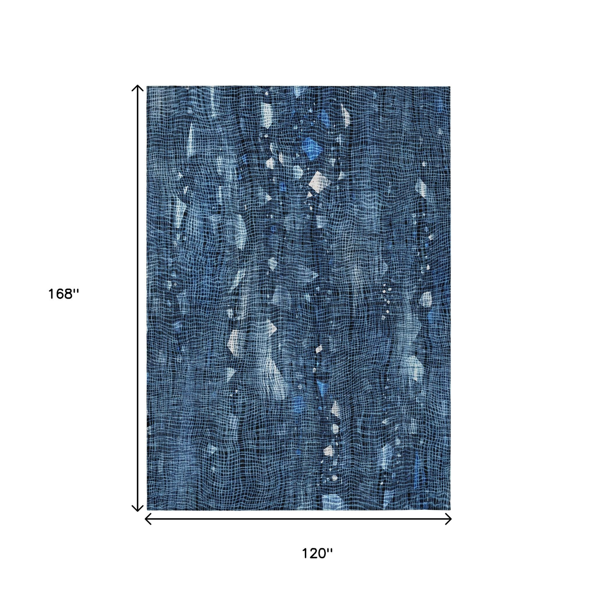 10' X 14' Blue And Ivory Abstract Washable Indoor Outdoor Area Rug - Sports & Outdoor