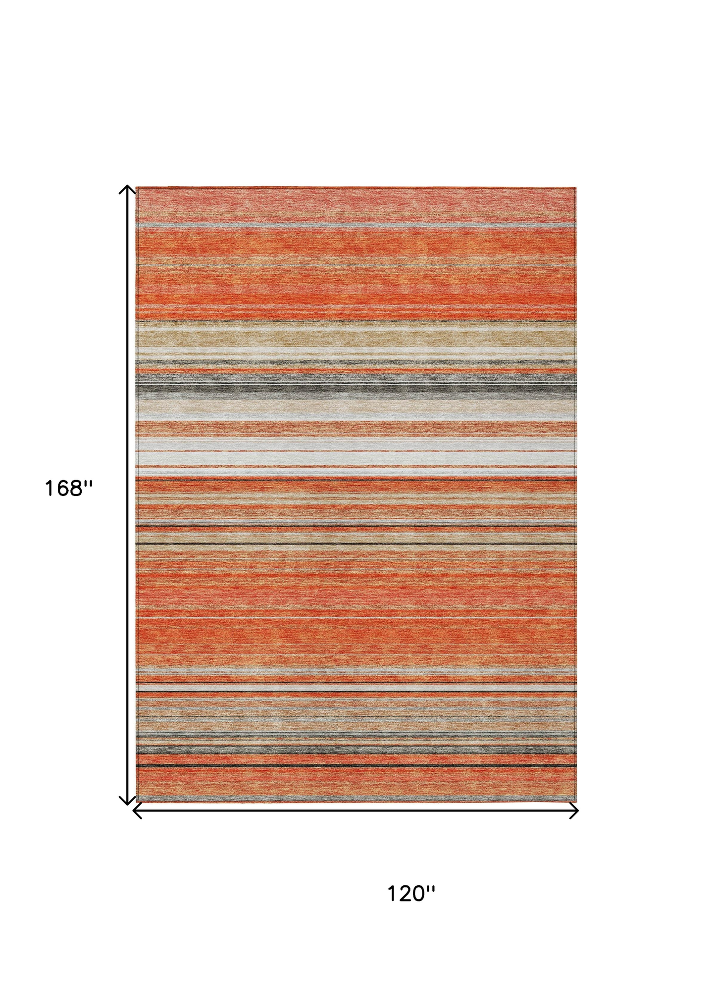 10' X 14' Coral Ivory And Gray Striped Washable Indoor Outdoor Area Rug - Sports & Outdoor