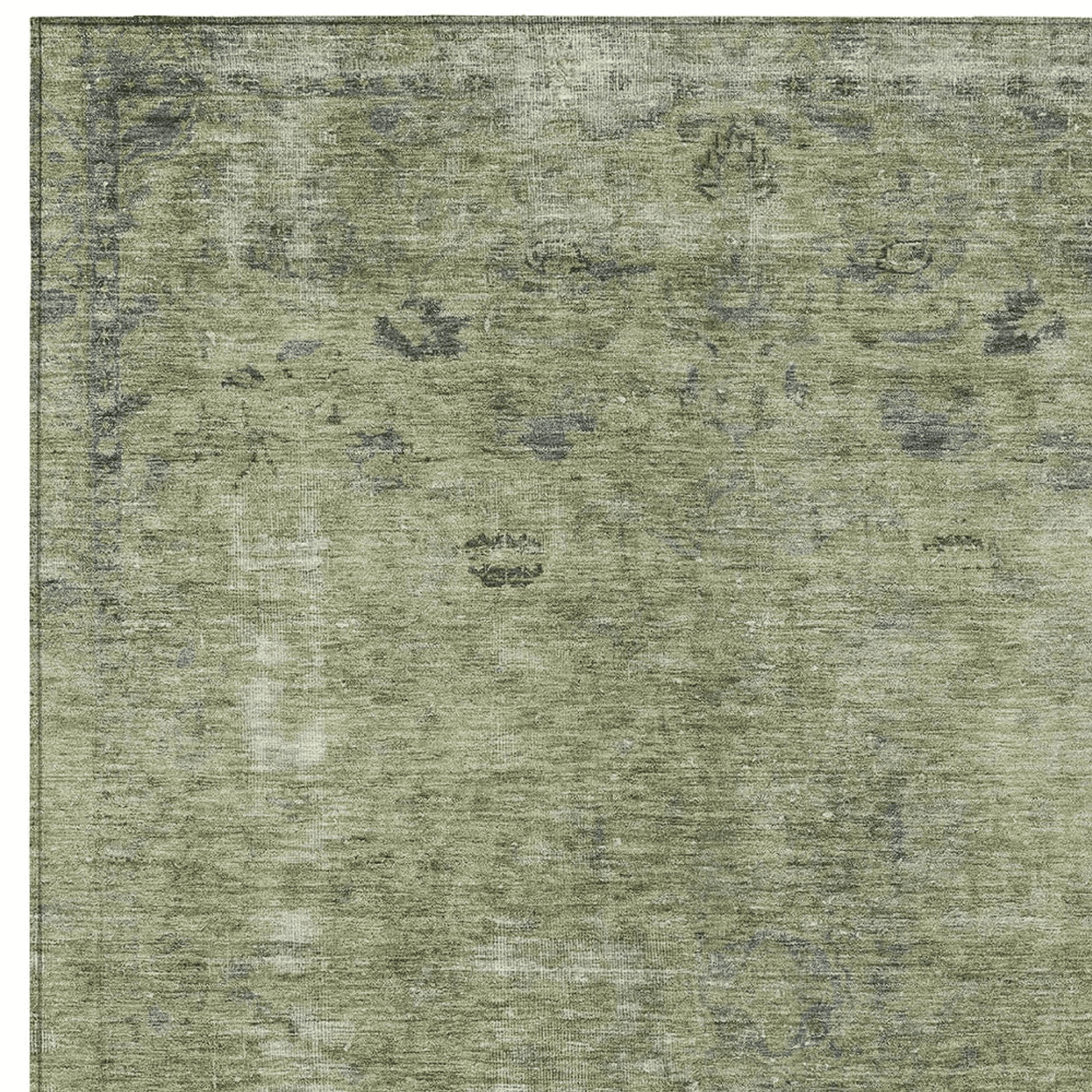10' X 14' Artichoke Green And Beige Abstract Washable Indoor Outdoor Area Rug - Sports & Outdoor