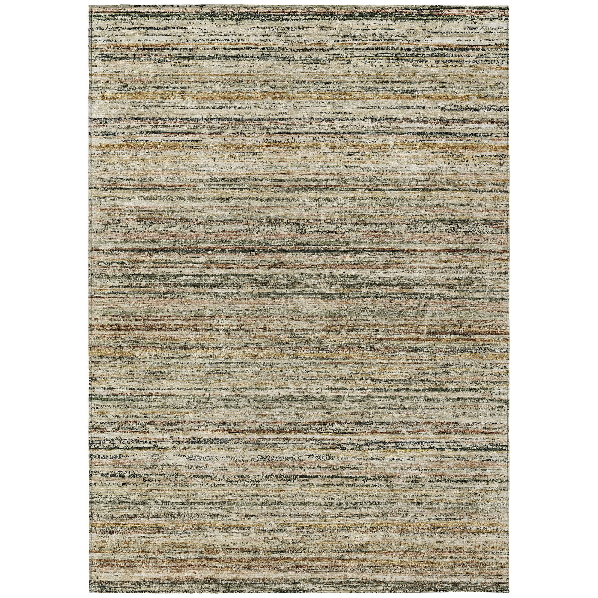 10' X 14' Beige Striped Washable Indoor Outdoor Area Rug - Sports & Outdoor