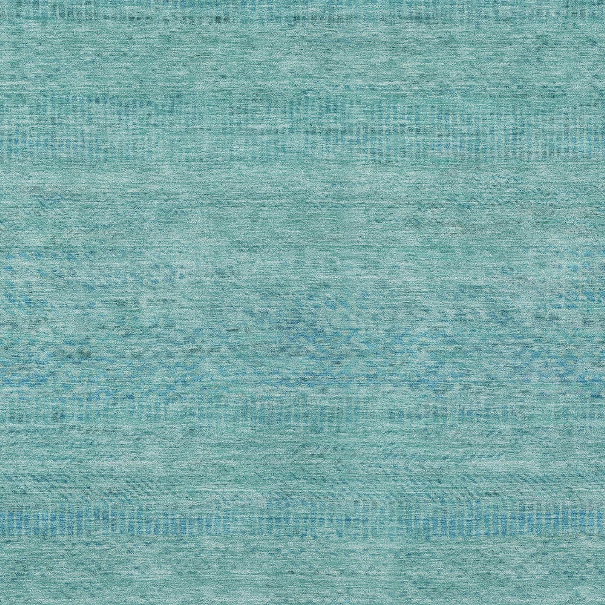 10' X 14' Aqua And Teal Blue Striped Washable Indoor Outdoor Area Rug - Sports & Outdoor