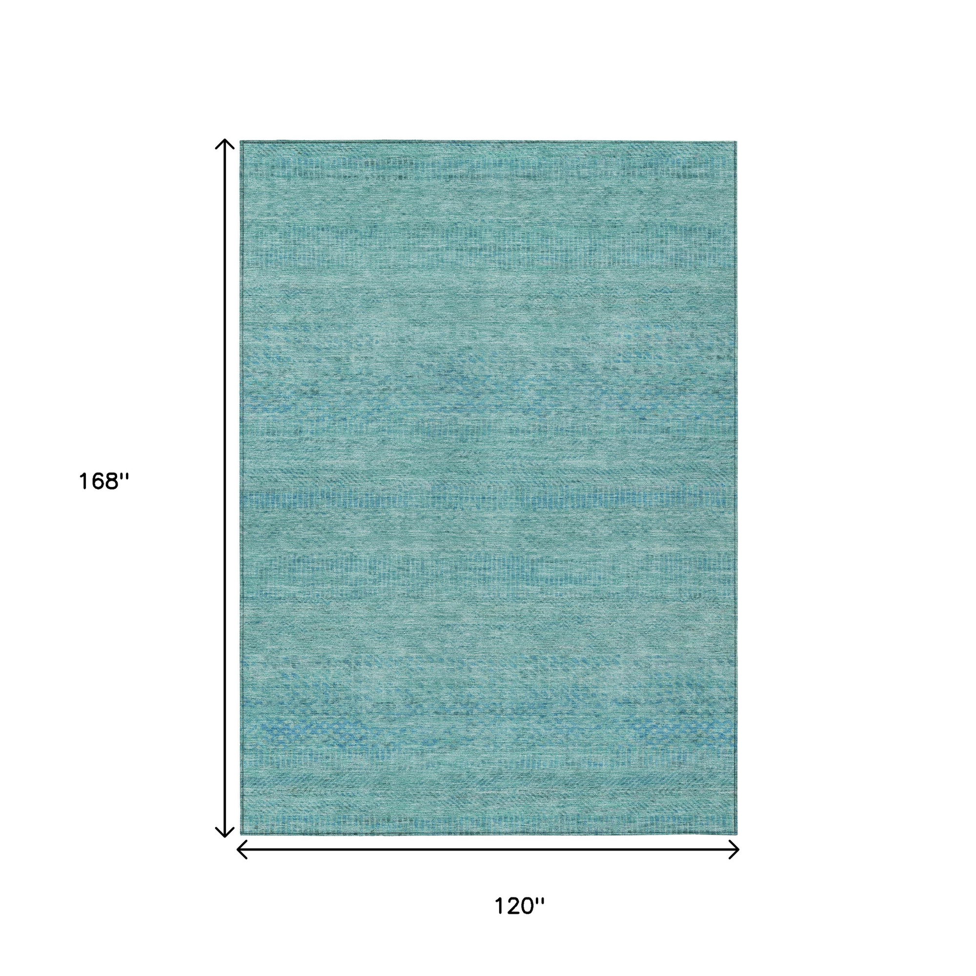 10' X 14' Aqua And Teal Blue Striped Washable Indoor Outdoor Area Rug - Sports & Outdoor
