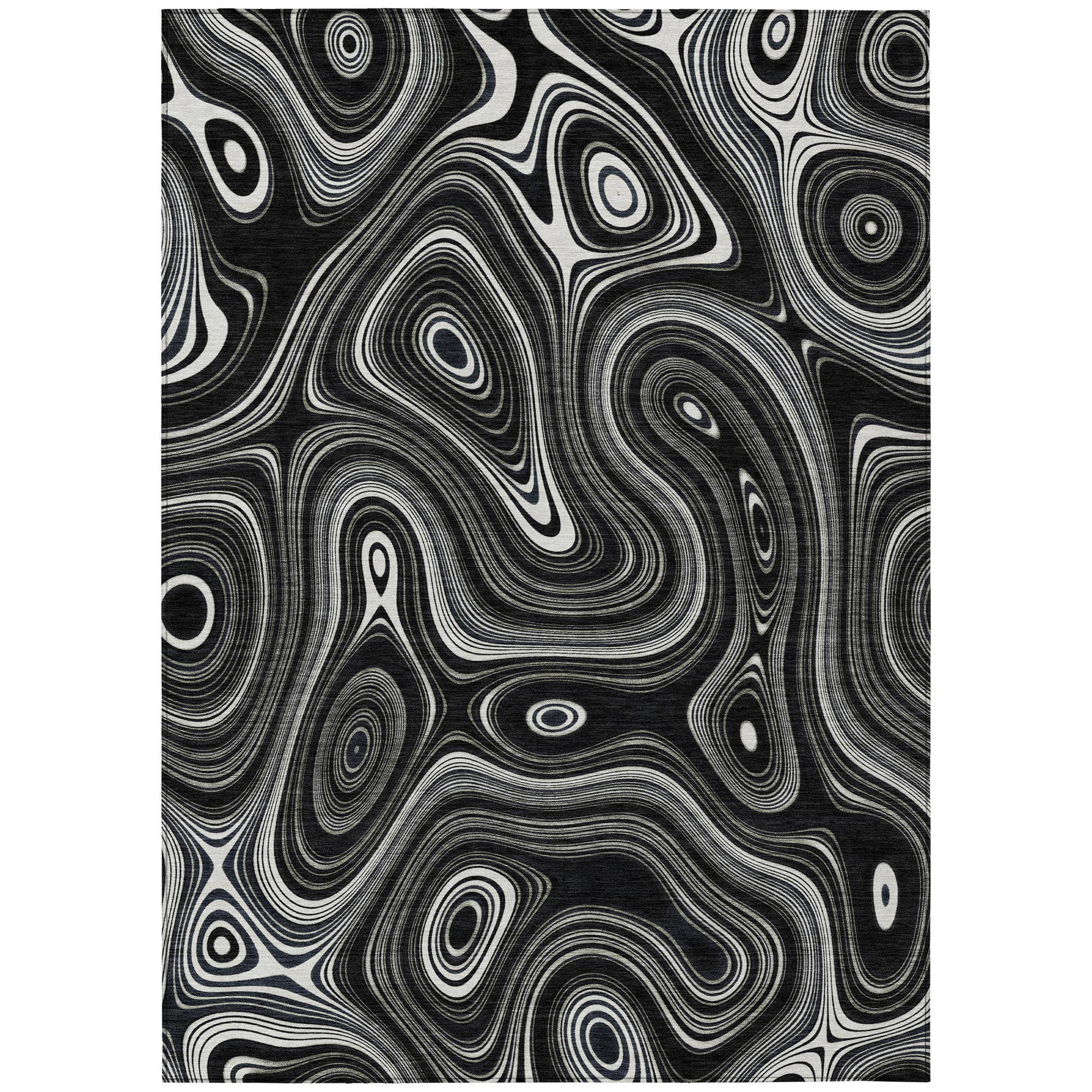 10' X 14' Black And Ivory Geometric Washable Indoor Outdoor Area Rug - Sports & Outdoor