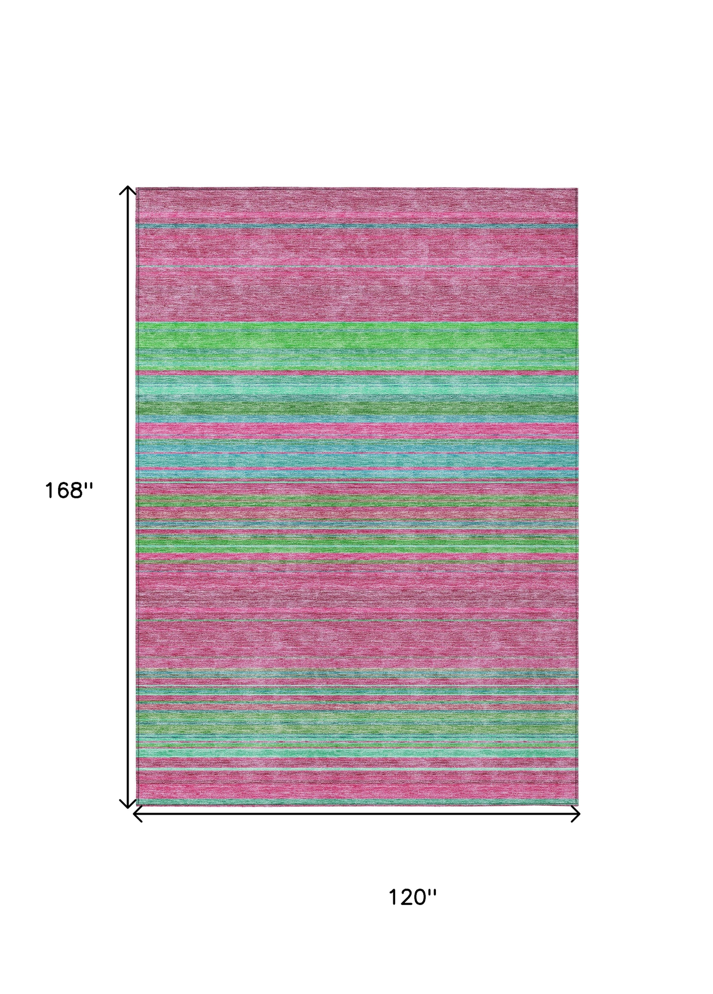 10' X 14' Blush Lime Green And Teal Blue Striped Washable Indoor Outdoor Area Rug - Sports & Outdoor