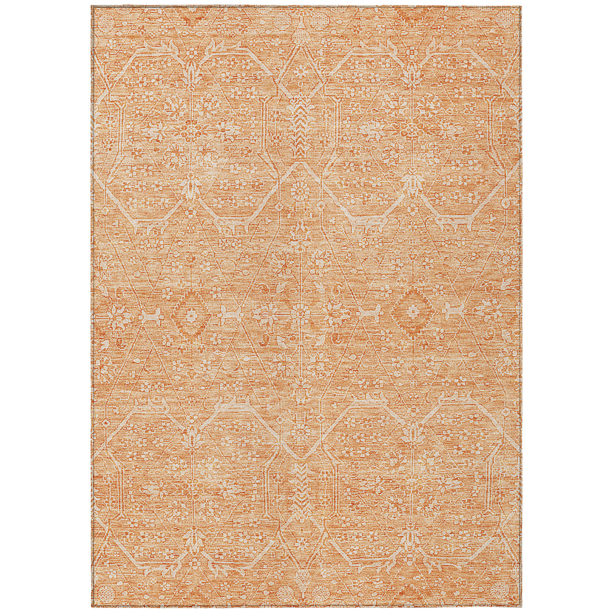 10' X 14' Salmon Floral Washable Indoor Outdoor Area Rug - Sports & Outdoor