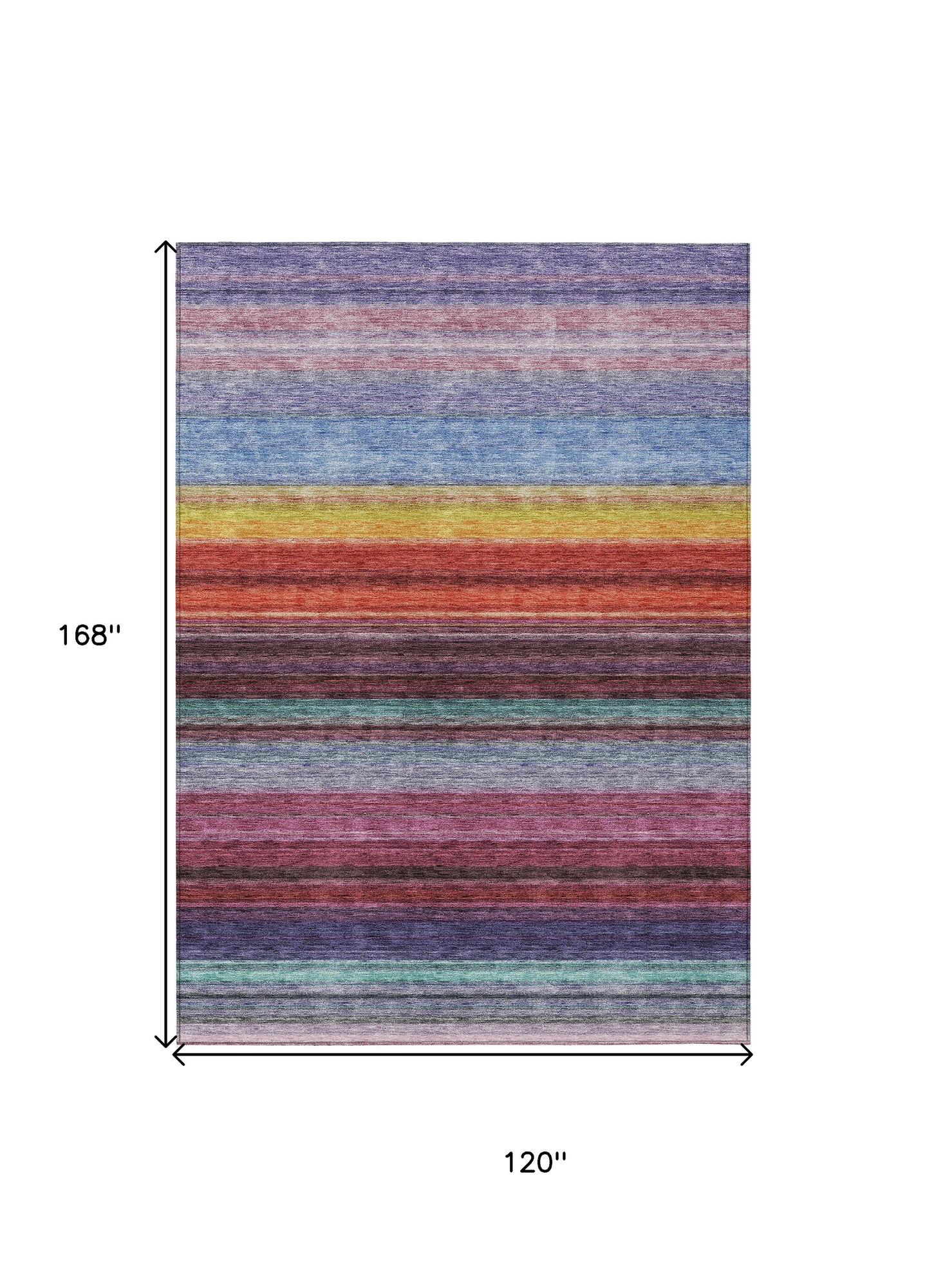 10' X 14' Lavender Blush And Blue Striped Washable Indoor Outdoor Area Rug - Sports & Outdoor