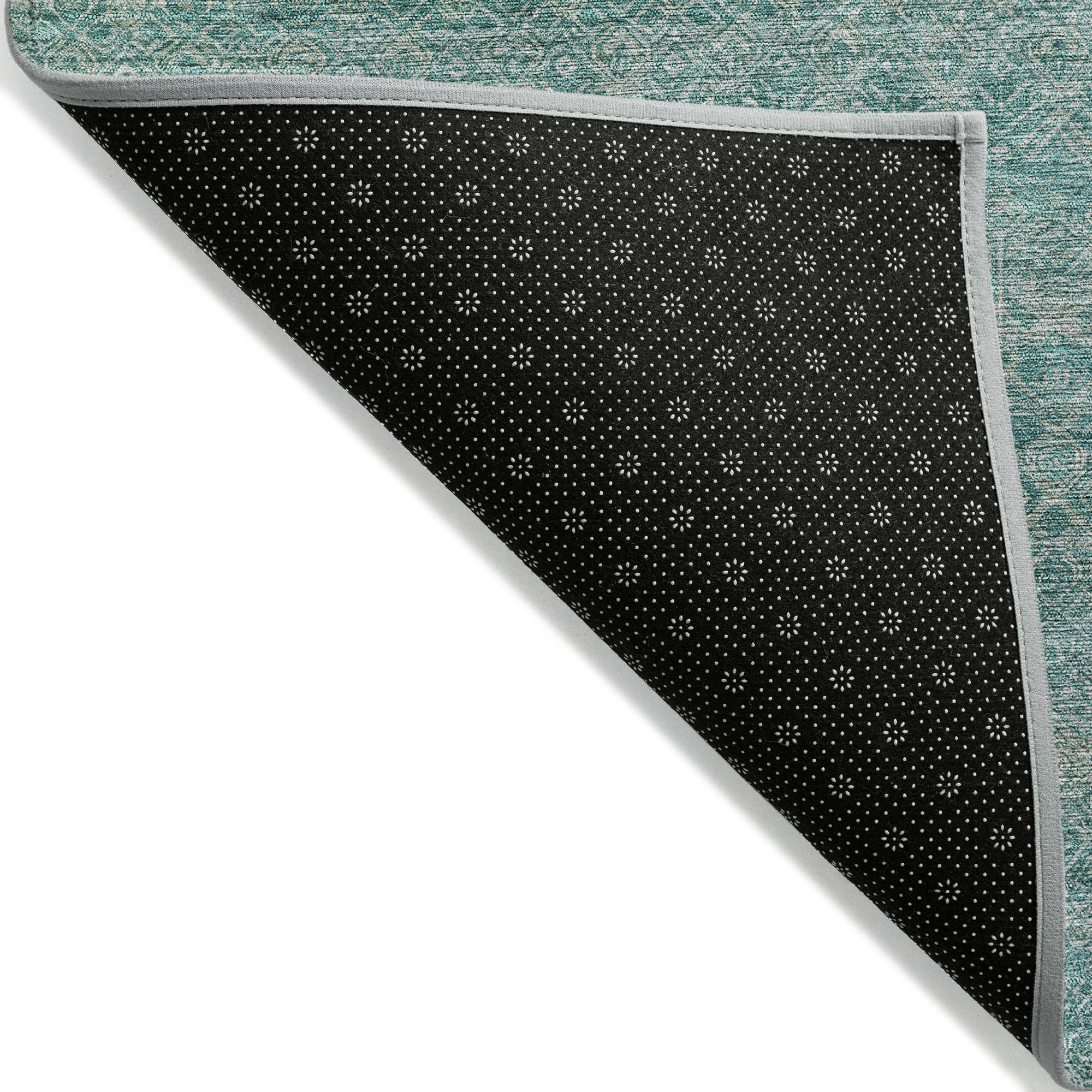 10' X 14' Teal Blue And Beige Striped Washable Indoor Outdoor Area Rug - Sports & Outdoor