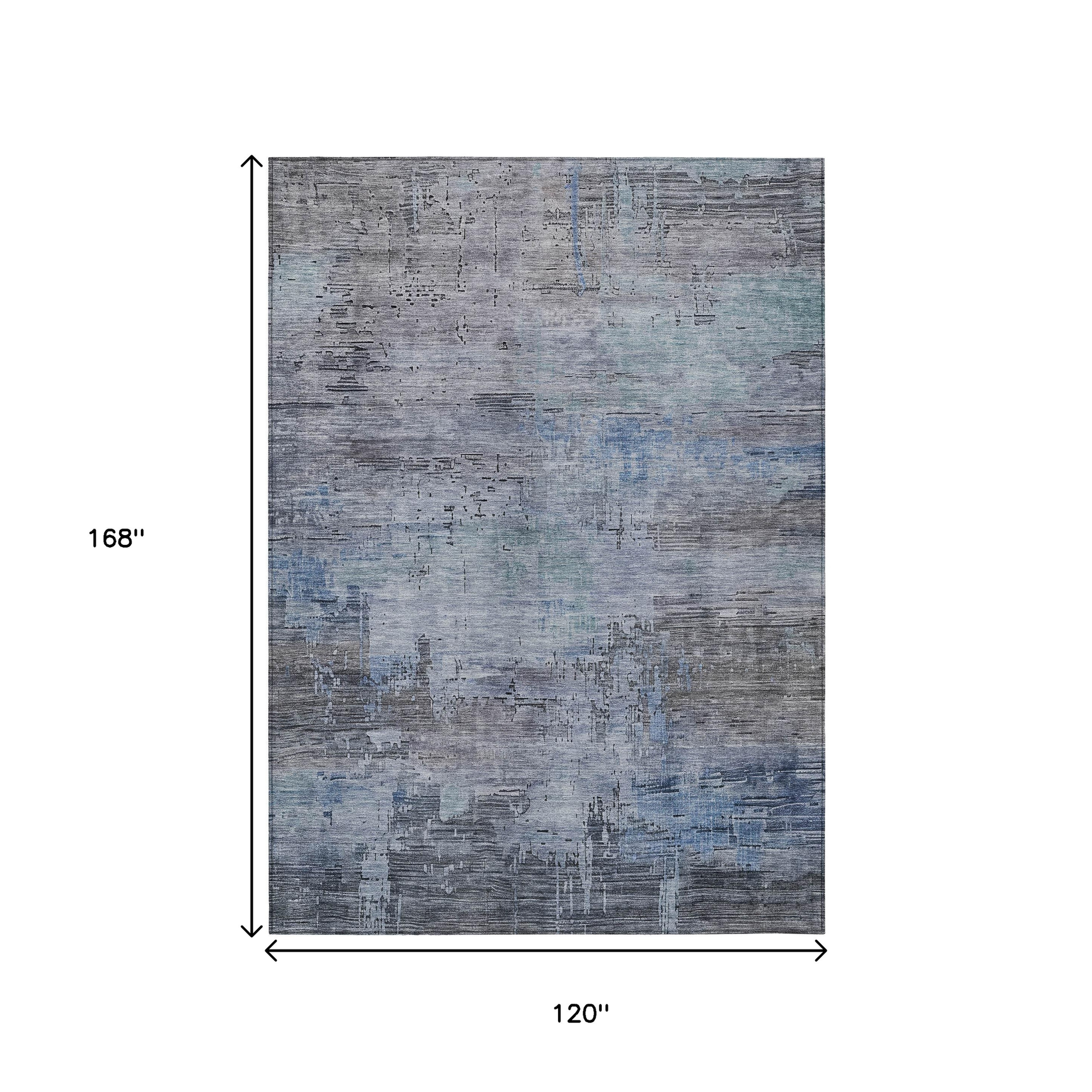 10' X 14' Gray And Blue Abstract Washable Indoor Outdoor Area Rug - Sports & Outdoor