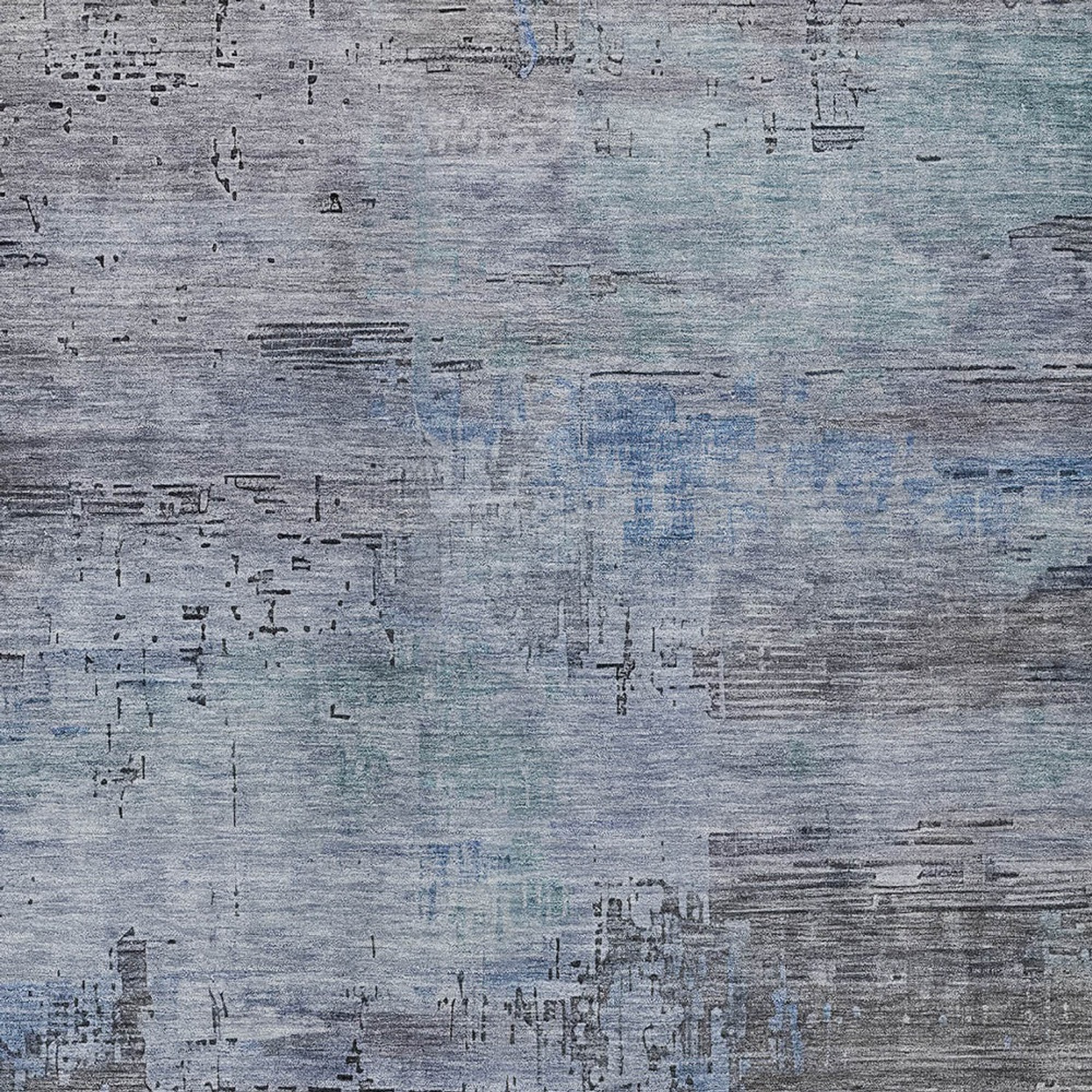 10' X 14' Gray And Blue Abstract Washable Indoor Outdoor Area Rug - Sports & Outdoor