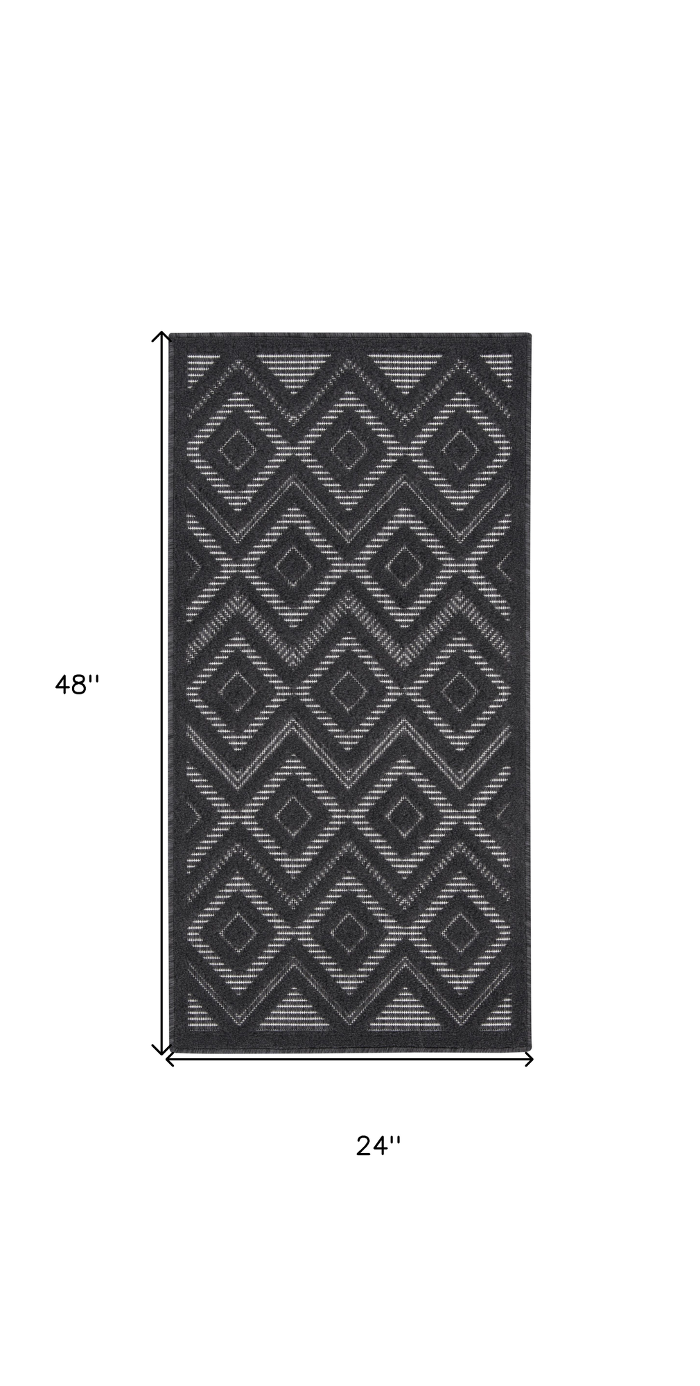 2' X 4' Charcoal And Black Geometric Indoor Outdoor Area Rug - Sports & Outdoor