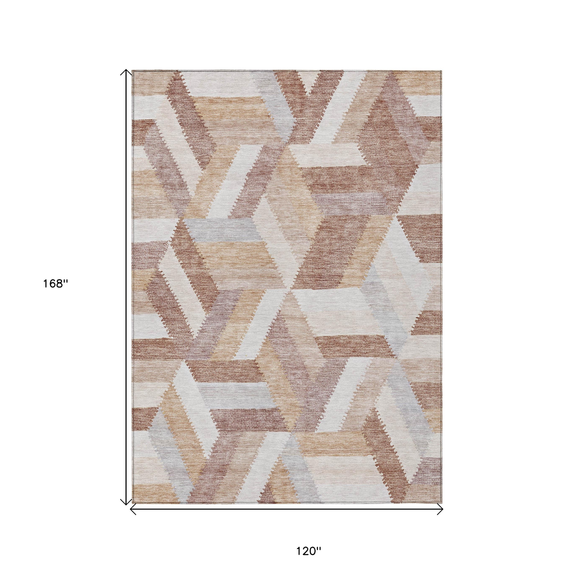 10' X 14' Copper Geometric Washable Indoor Outdoor Area Rug - Sports & Outdoor