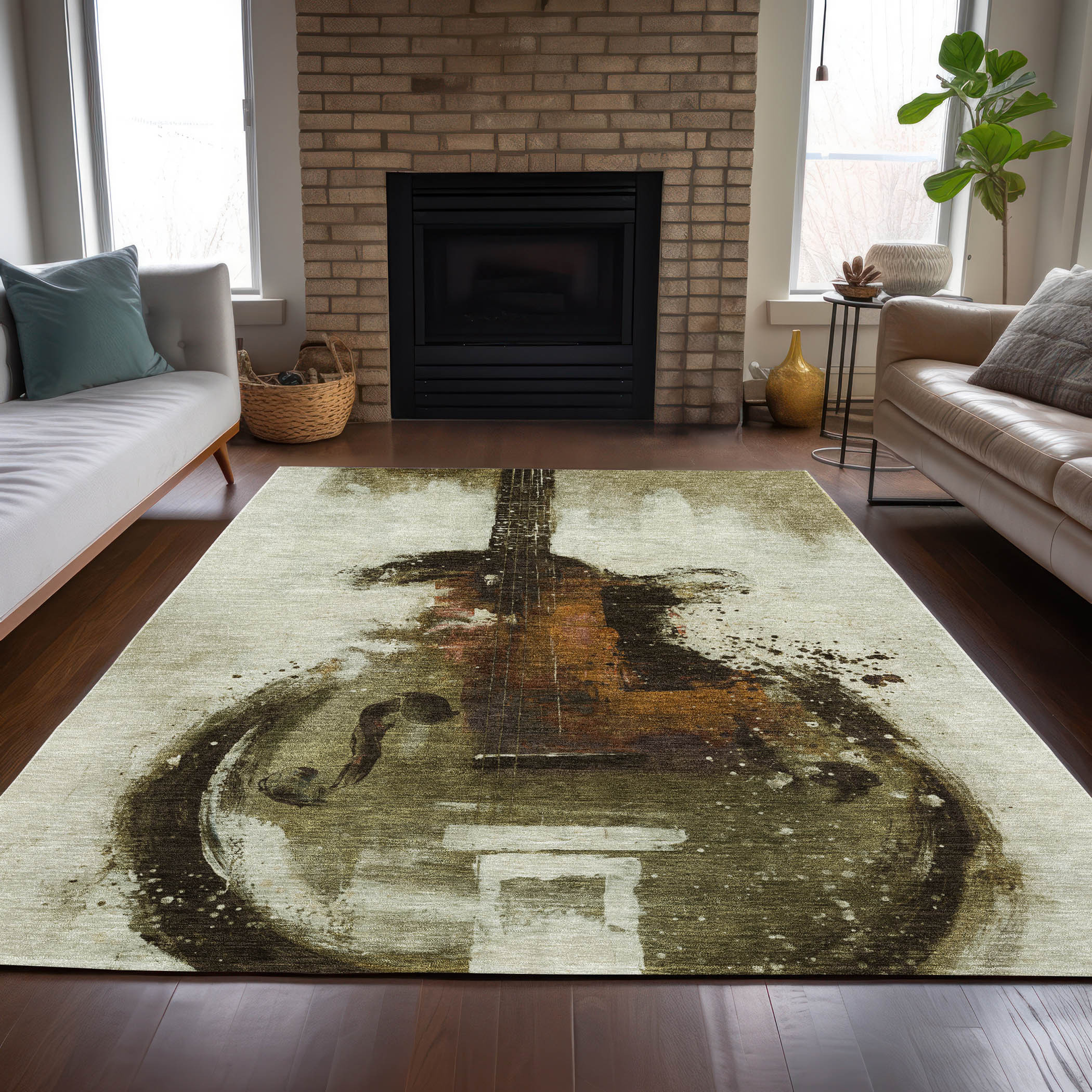 10' X 14' Brown Copper And Charcoal Abstract Washable Indoor Outdoor Area Rug - Sports & Outdoor