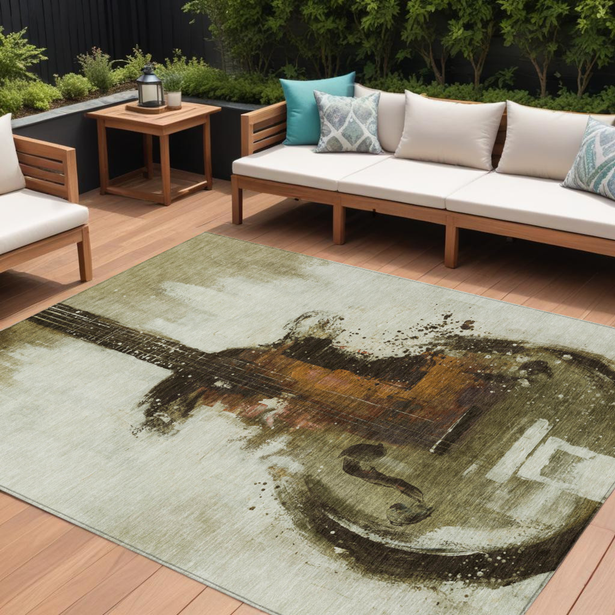 10' X 14' Brown Copper And Charcoal Abstract Washable Indoor Outdoor Area Rug - Sports & Outdoor