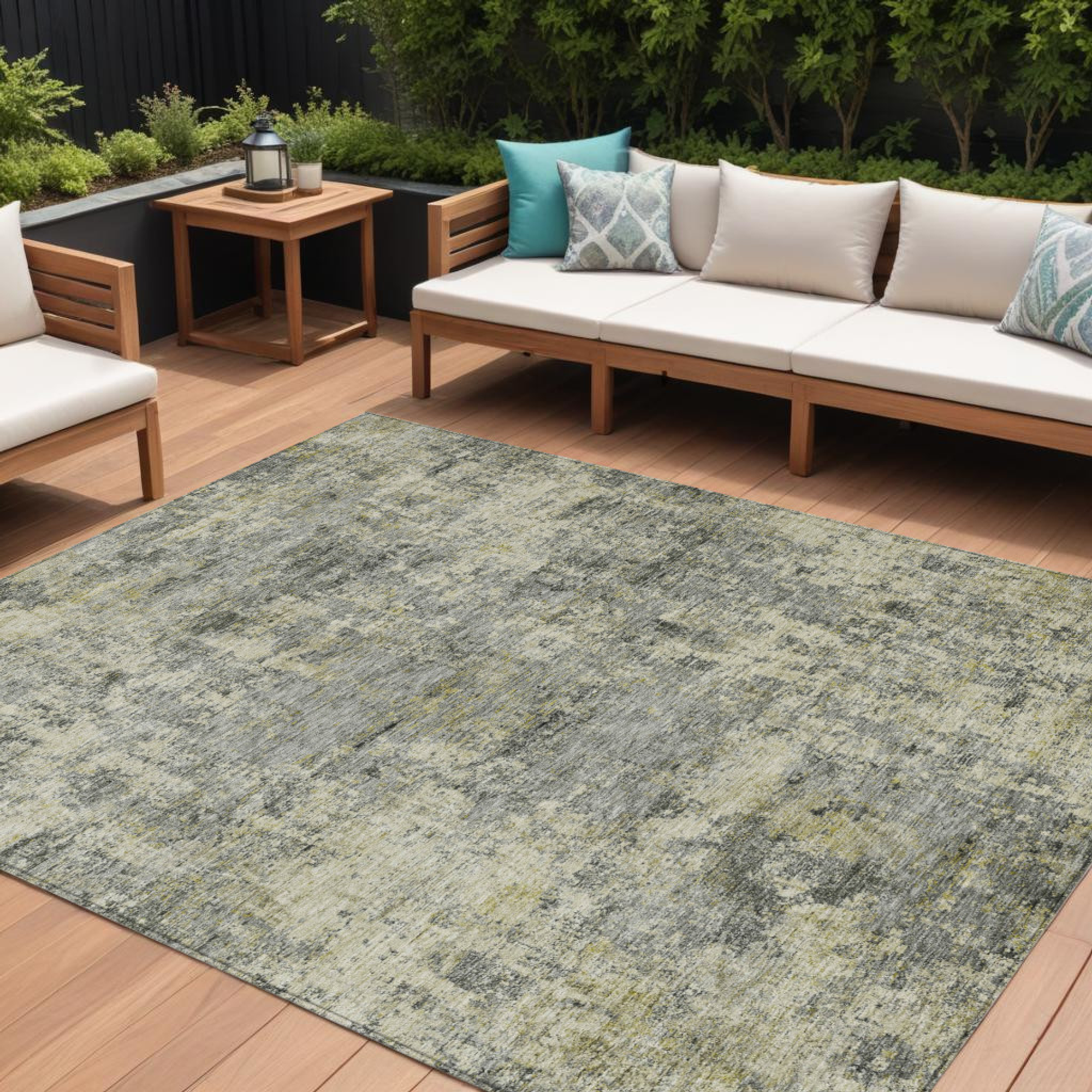 10' X 14' Pewter And Beige Abstract Washable Indoor Outdoor Area Rug - Sports & Outdoor