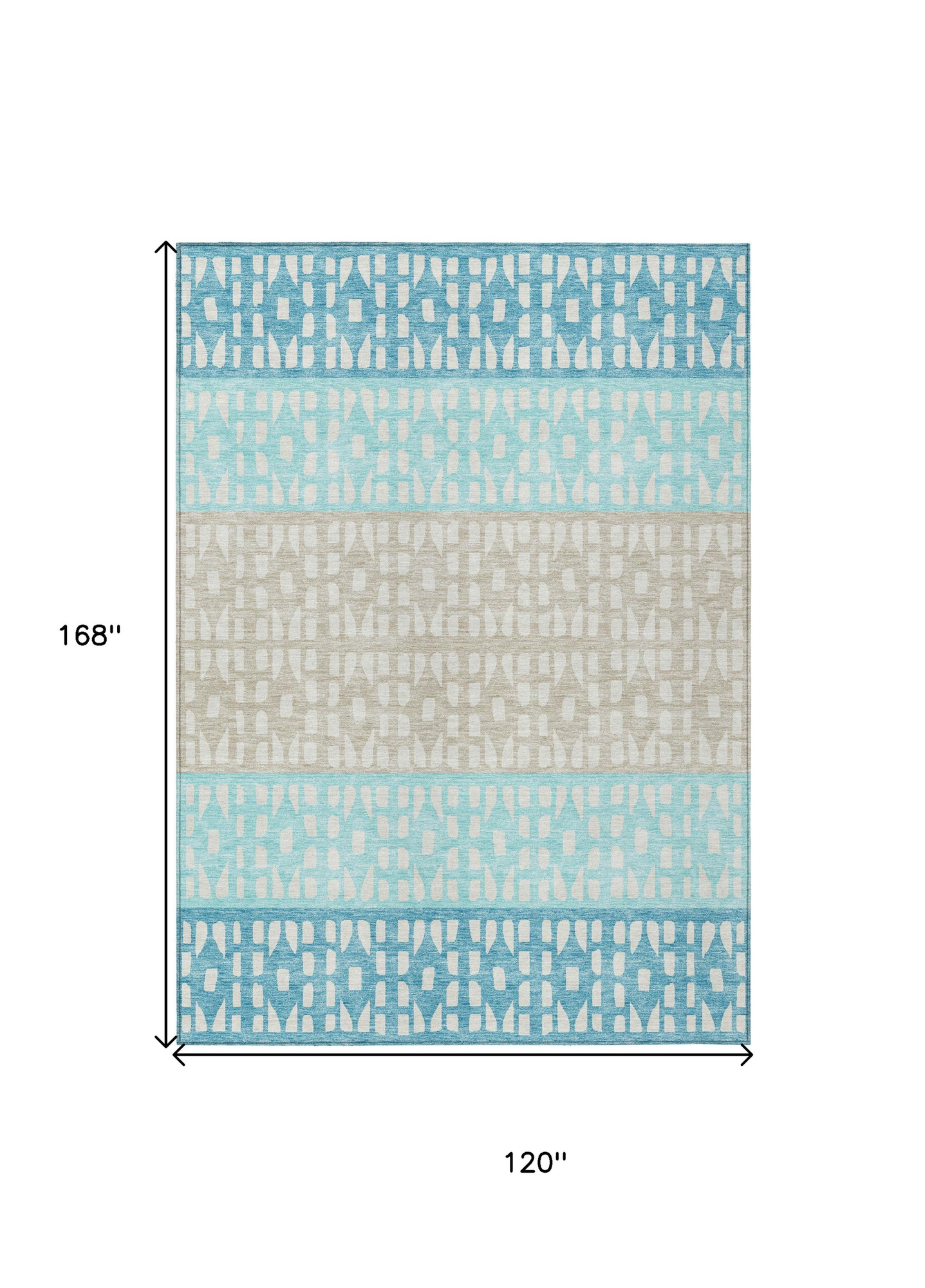10' X 14' Teal Blue Aqua And Ivory Geometric Washable Indoor Outdoor Area Rug - Sports & Outdoor