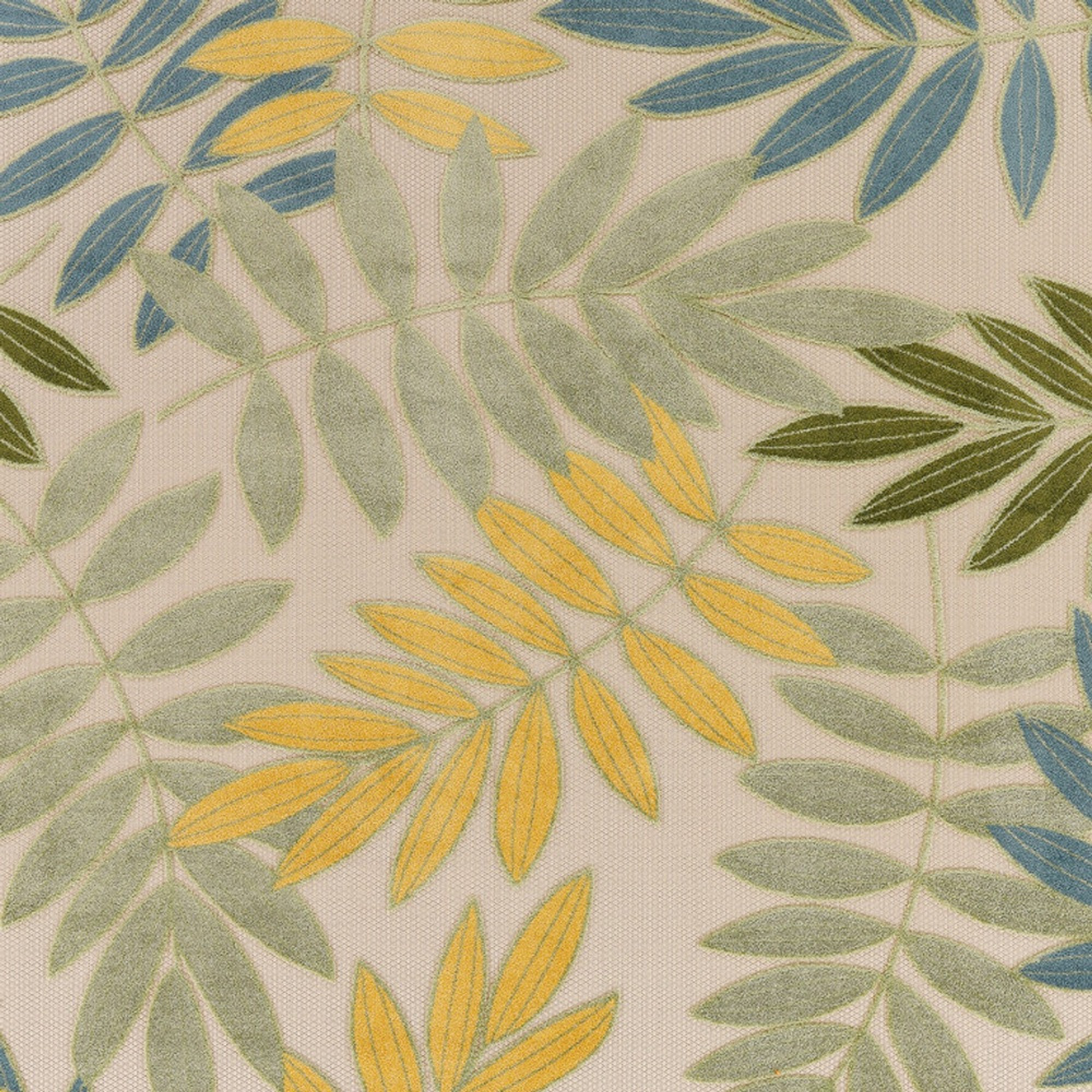 10' X 14' Ivory Green Yellow Blue And Dark Green Palm Leaf Indoor Outdoor Area Rug - Sports & Outdoor