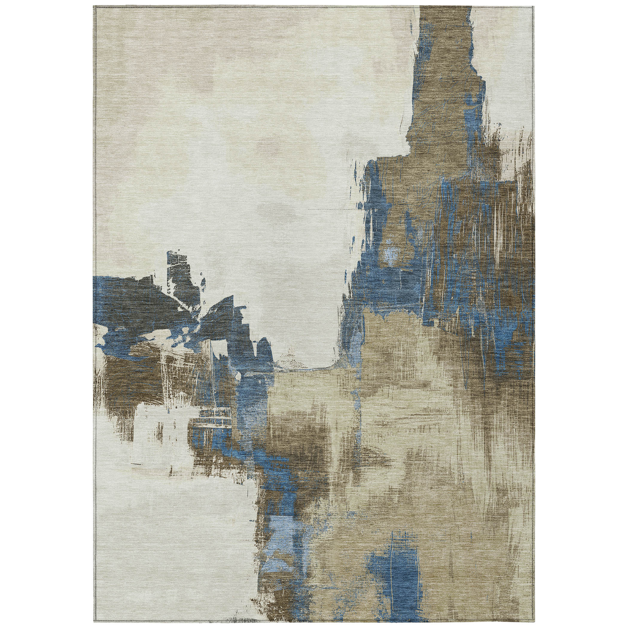 10' X 14' Beige And Brown Abstract Washable Indoor Outdoor Area Rug - Sports & Outdoor
