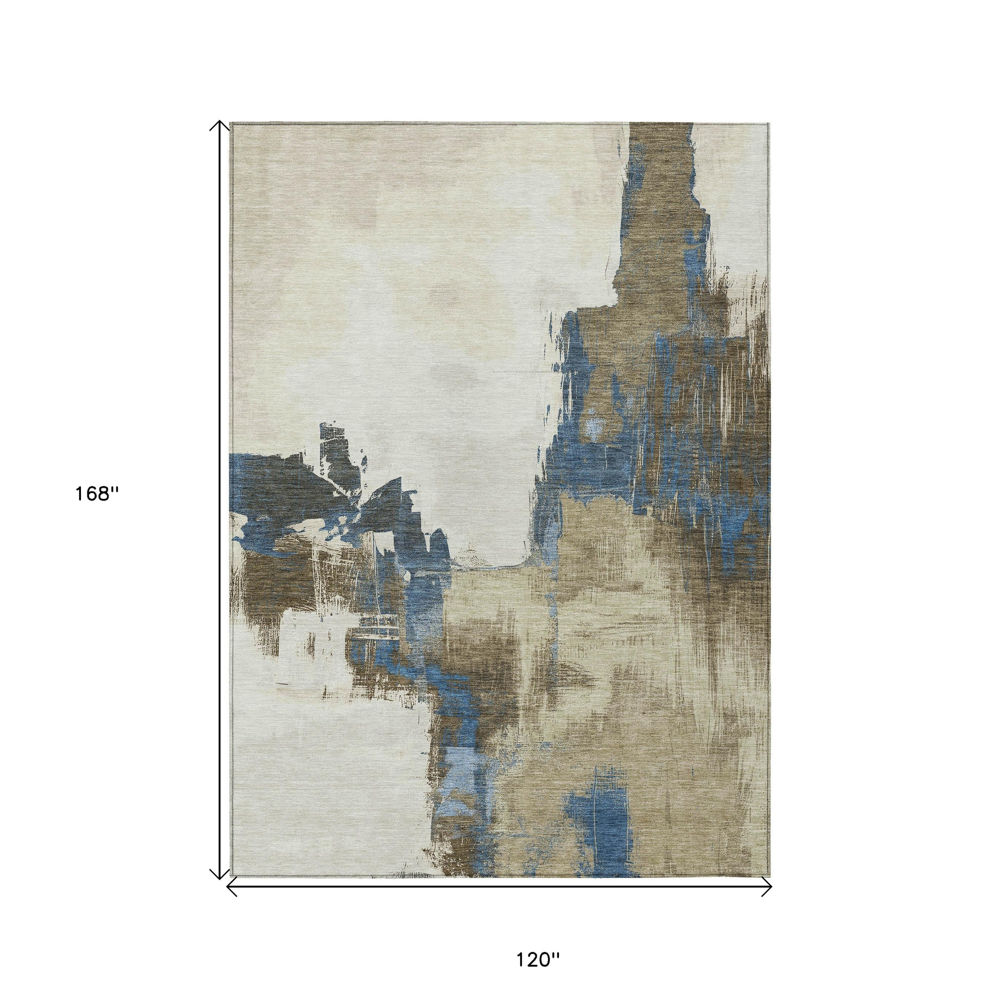 10' X 14' Beige And Brown Abstract Washable Indoor Outdoor Area Rug - Sports & Outdoor